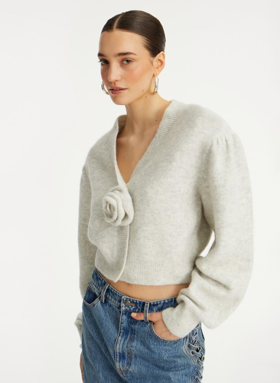 Gilet col V en laine mélangée ROTATE White