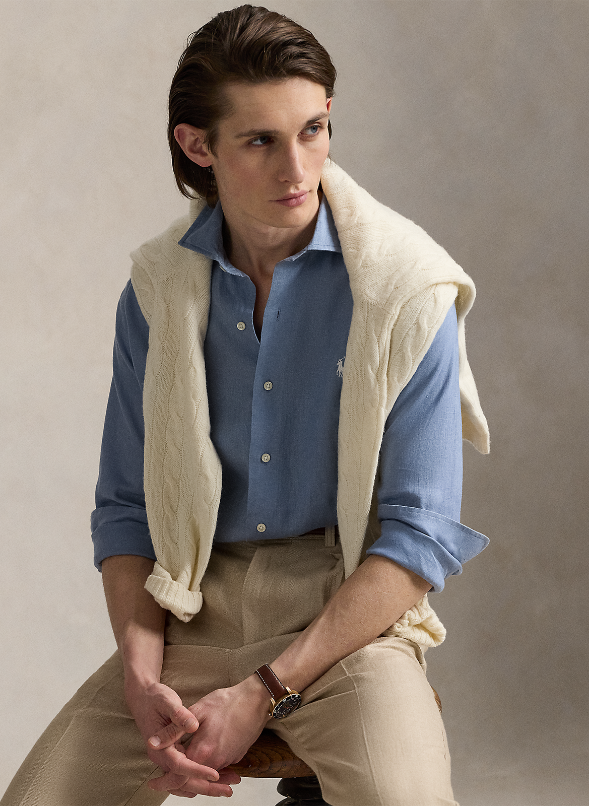 Regular-Fit-Hemd - Leinen POLO RALPH LAUREN Blau