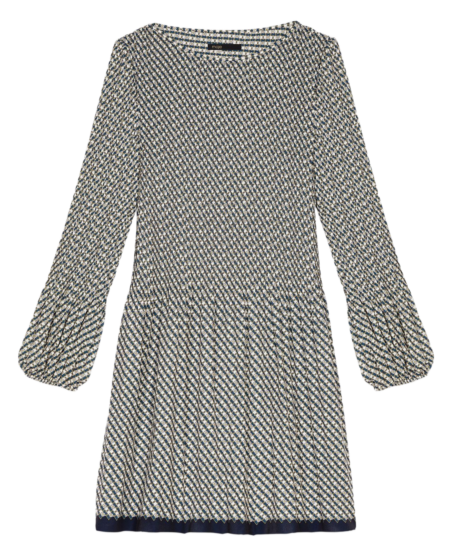 Short jacquard dress with round neck MAJE Beige