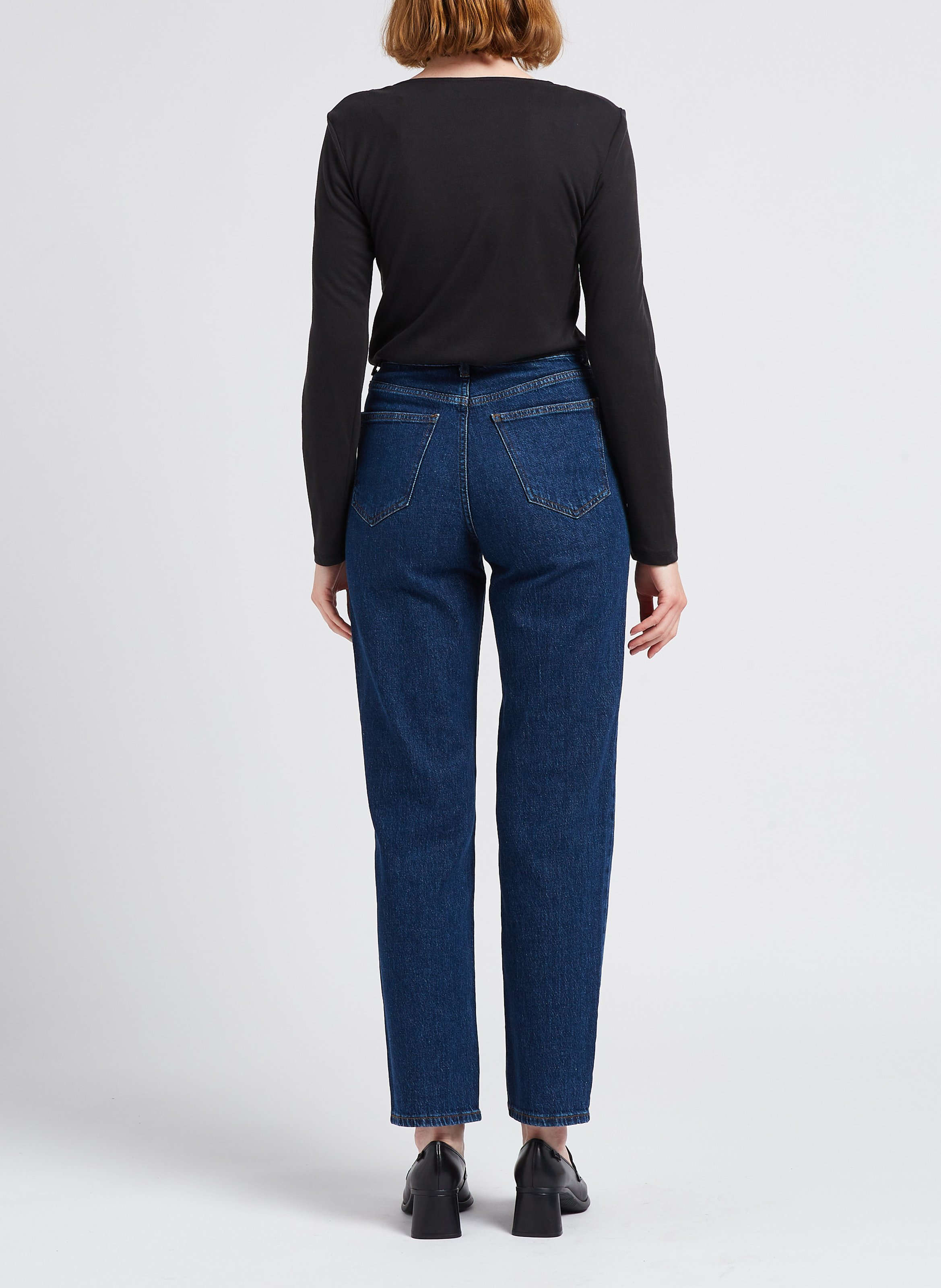 Jean droit à taille haute en coton délavé  VILA Bleu