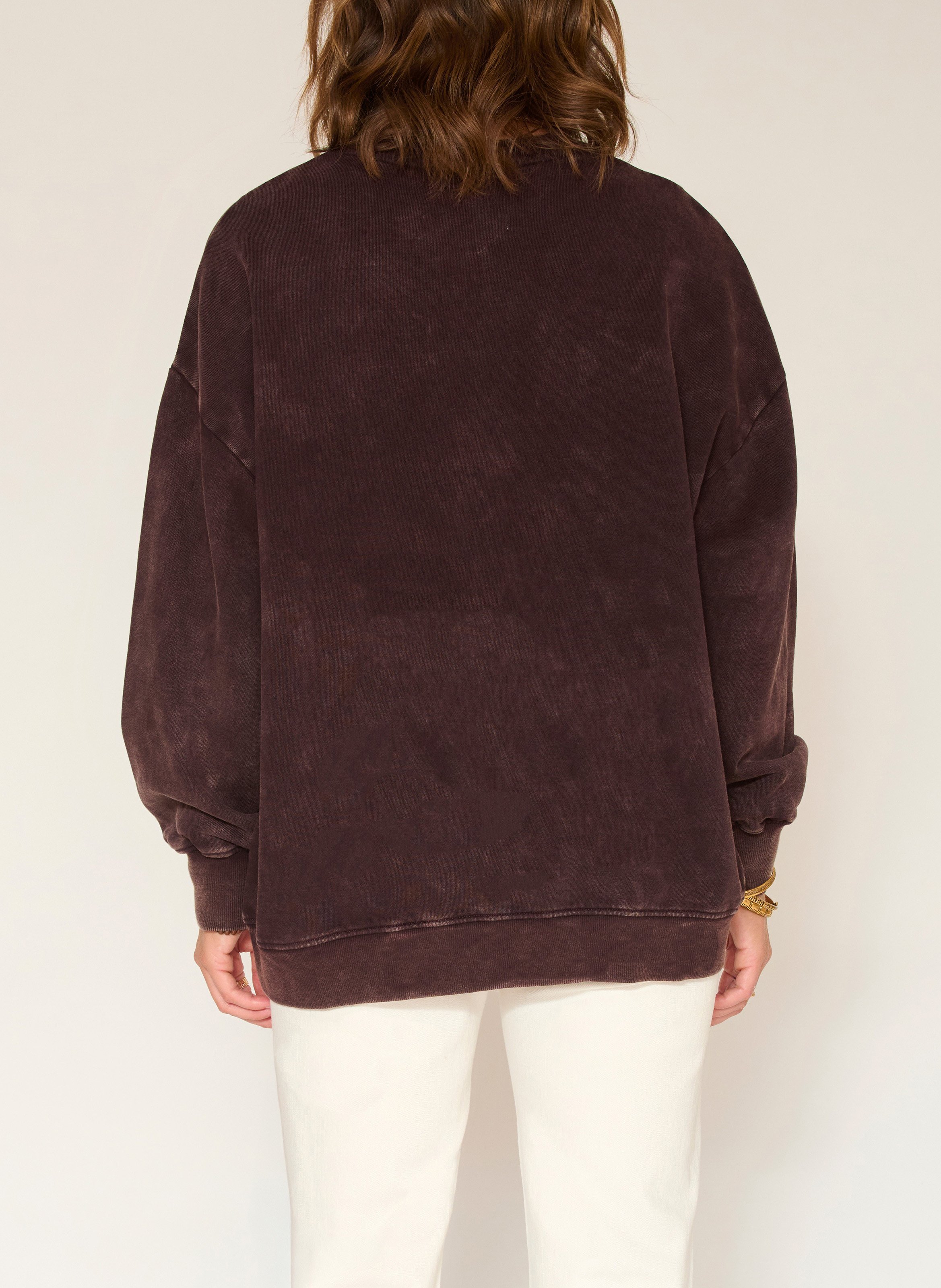 Sweat oversize col rond en coton MKT Marron
