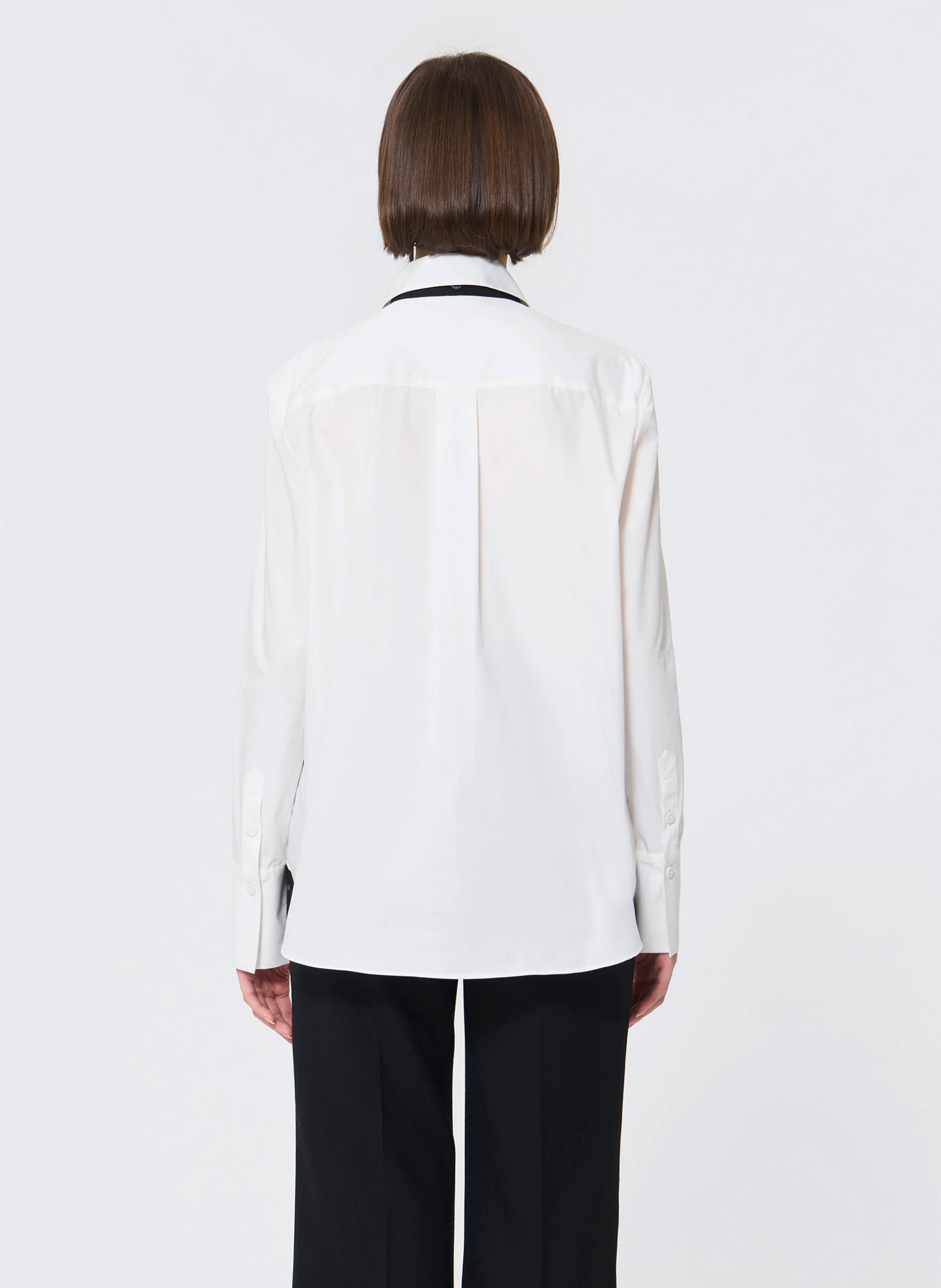 Chemise col classique manches contrastantes en coton TARA JARMON White