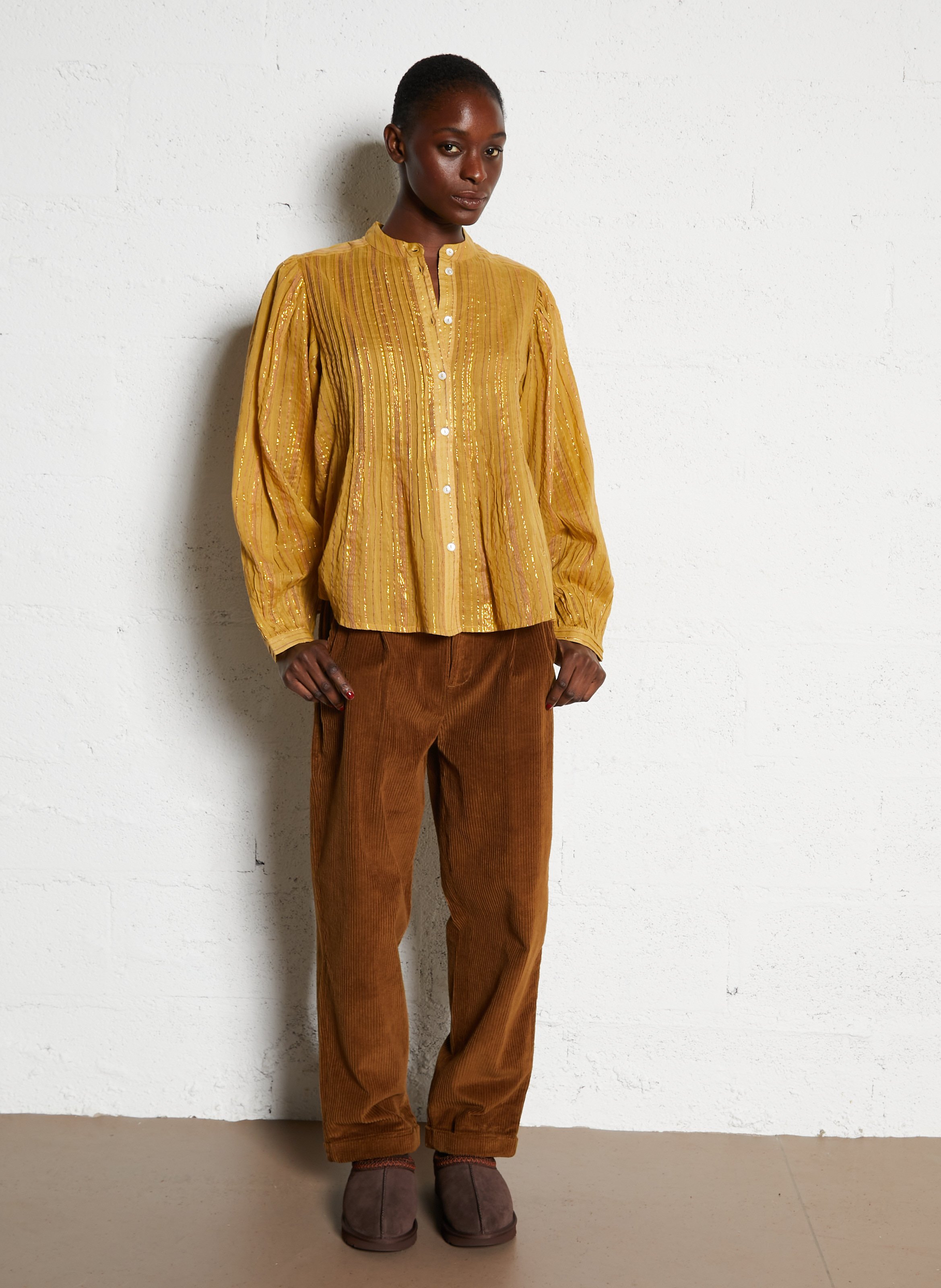 Deels leren klompen UGG Bruin