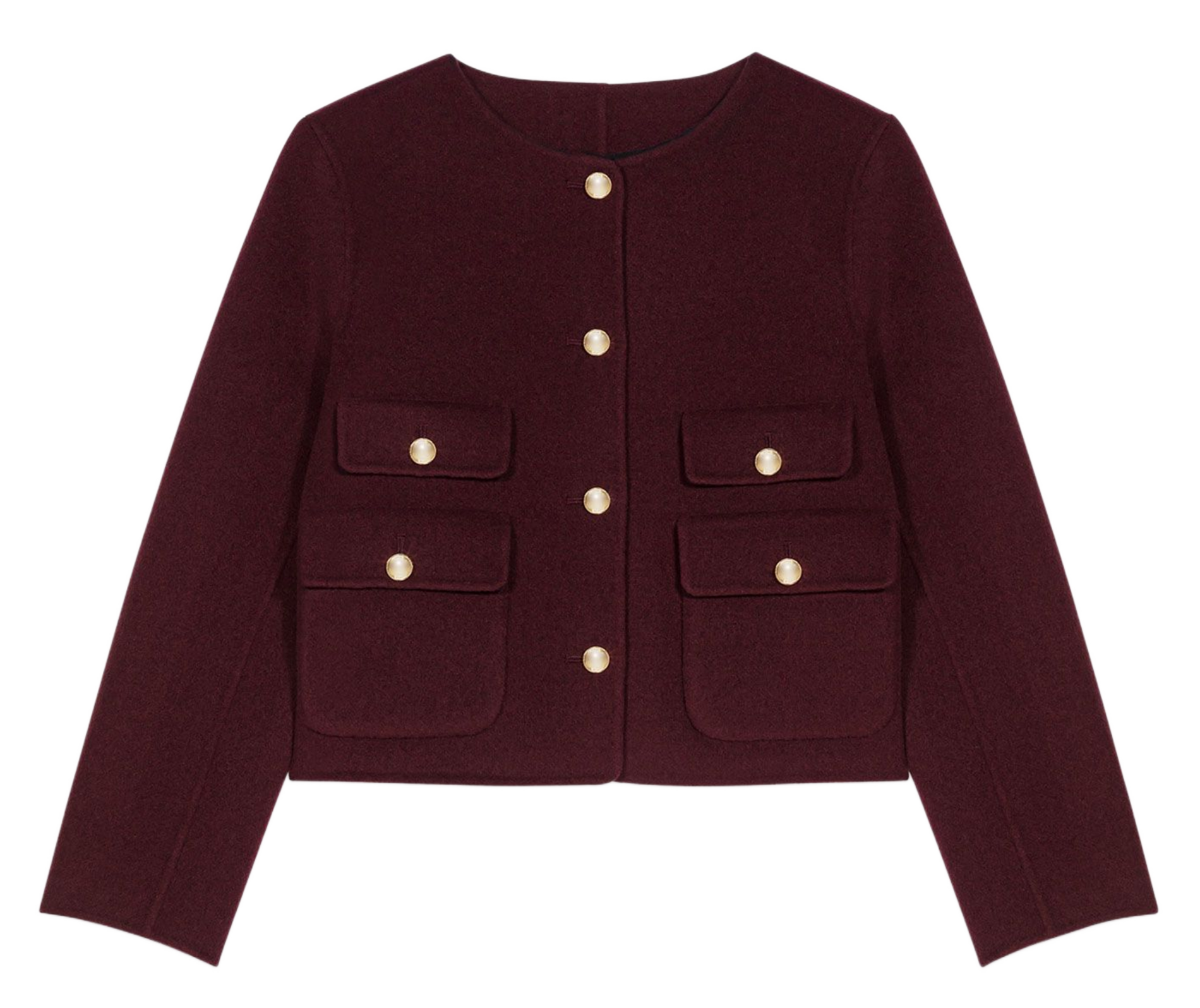 Veste droite col montant en laine mélangée MAJE Rouge