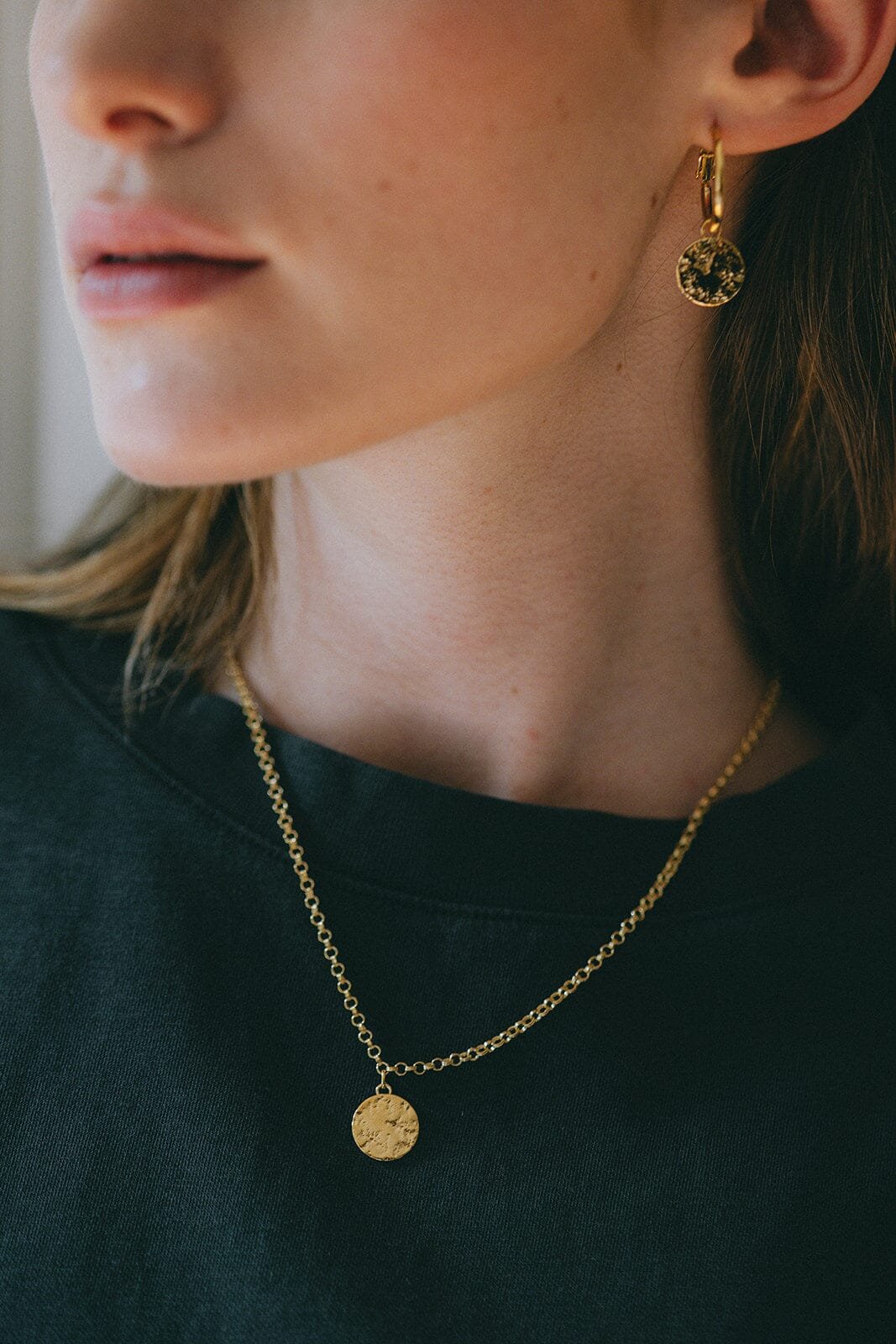 Collier rond martelé doré à l'or fin MONSIEUR SIMONE Argent