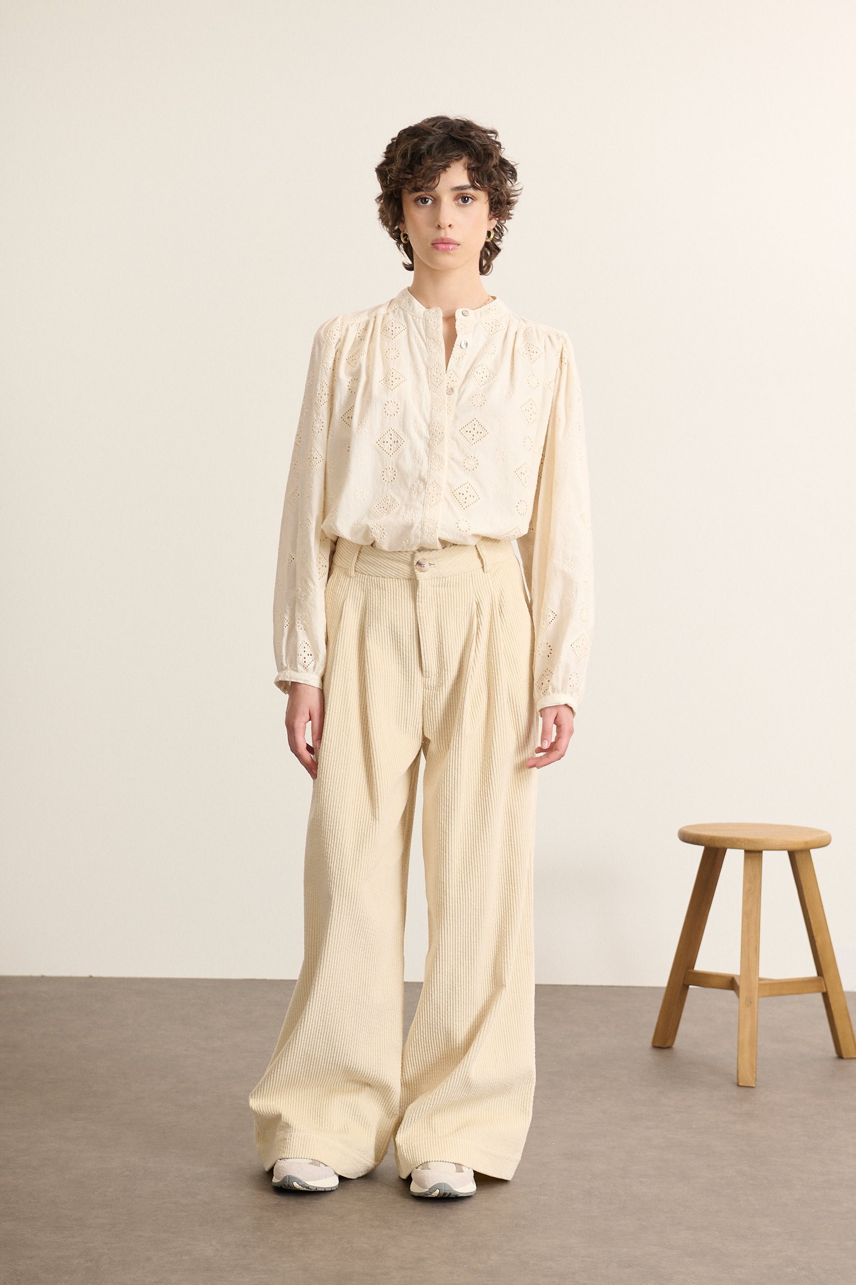 Long-sleeved blouse in broderie anglaise GARANCE PARIS White