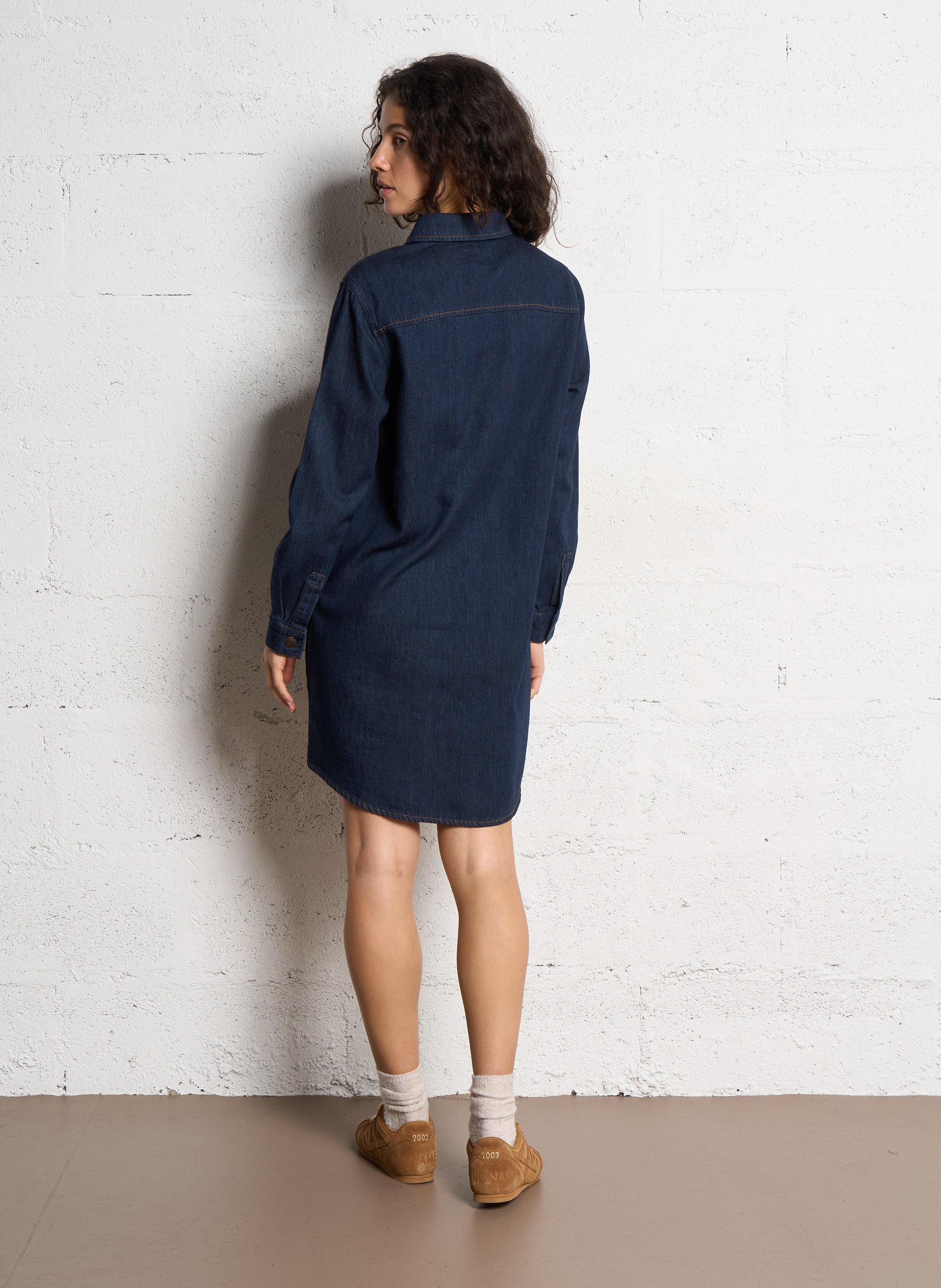 Short button-up denim shirt dress MAISON 123 Blue
