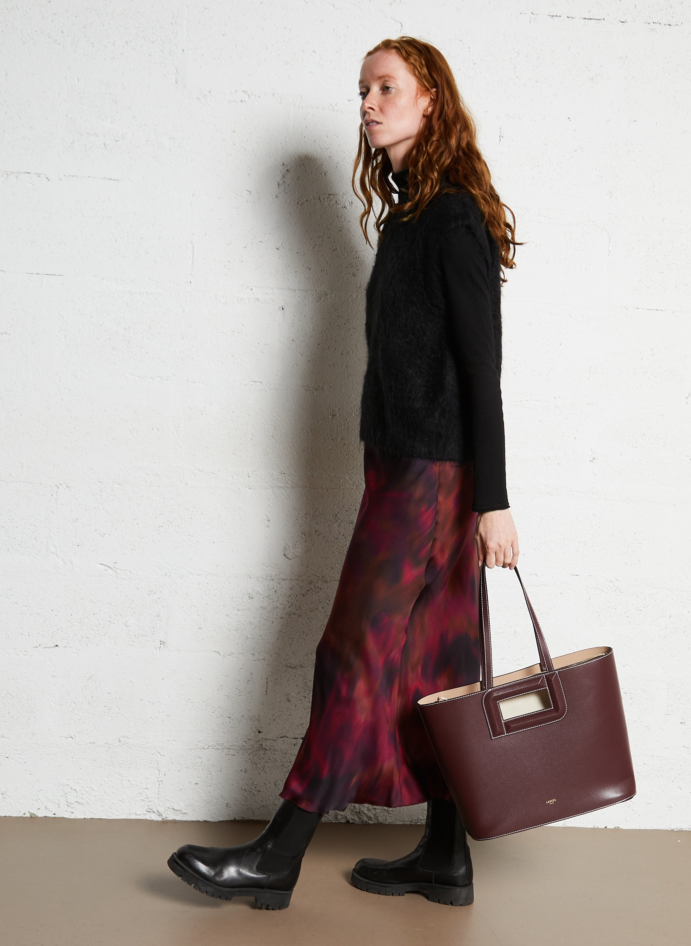 Cabas en cuir LANCEL Prune