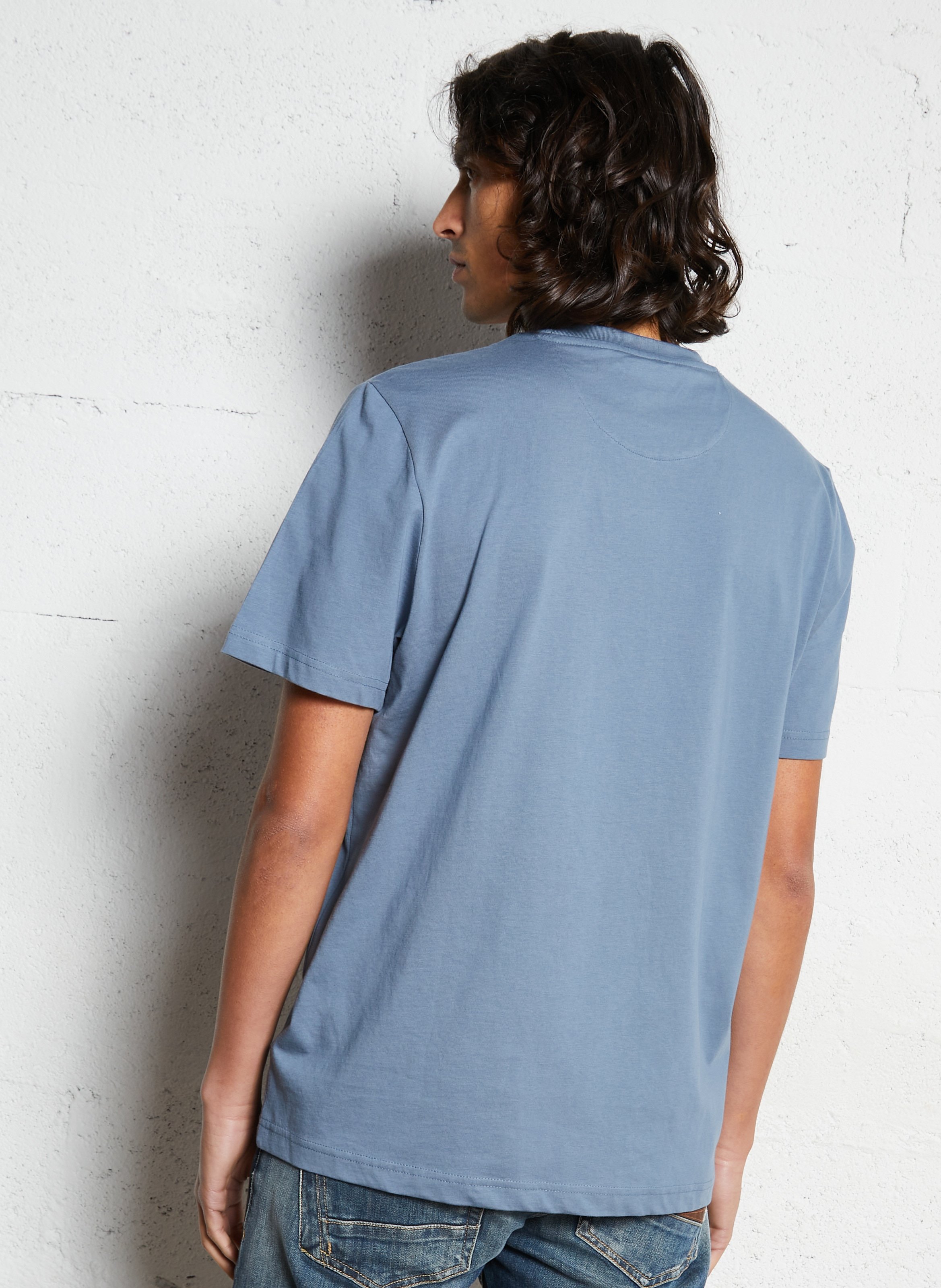 Tee-shirt col rond en coton bio FARAH Bleu