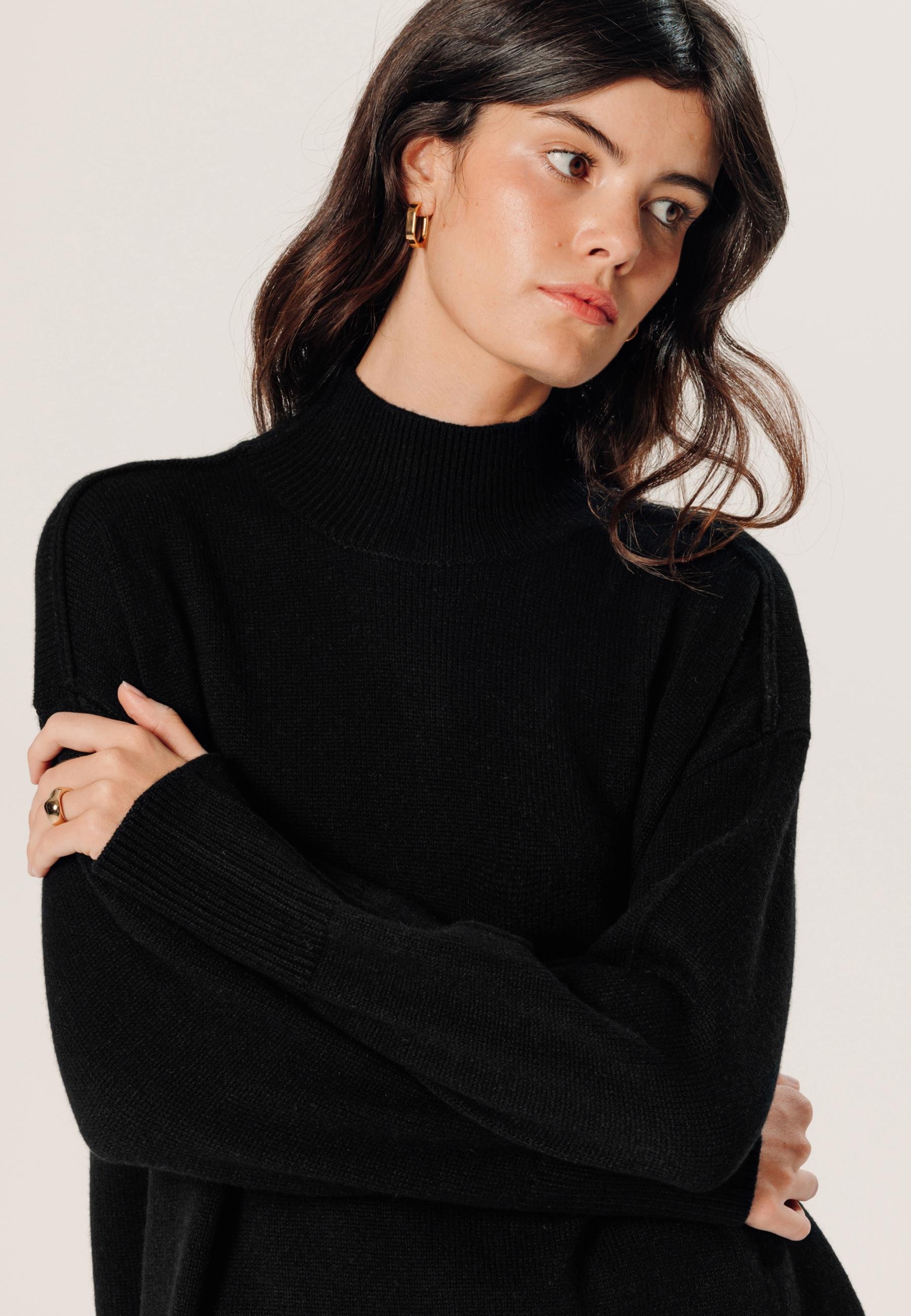 Oversized high-neck cashmere sweater RODIER Black