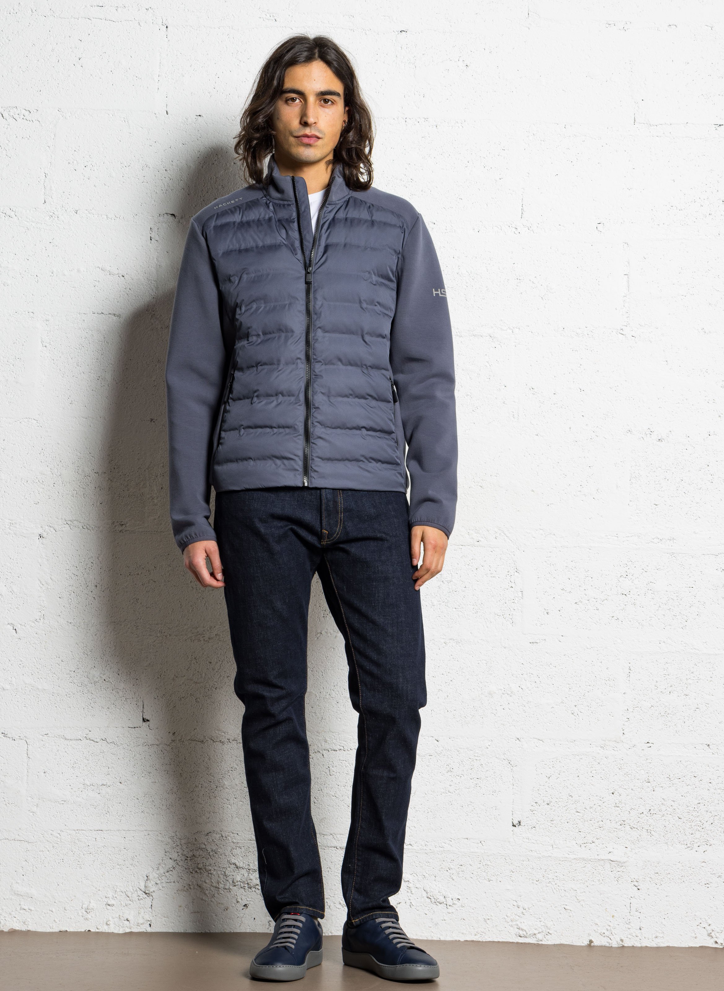 Sweater met opstaande kraag - katoenblend HACKETT Grijs