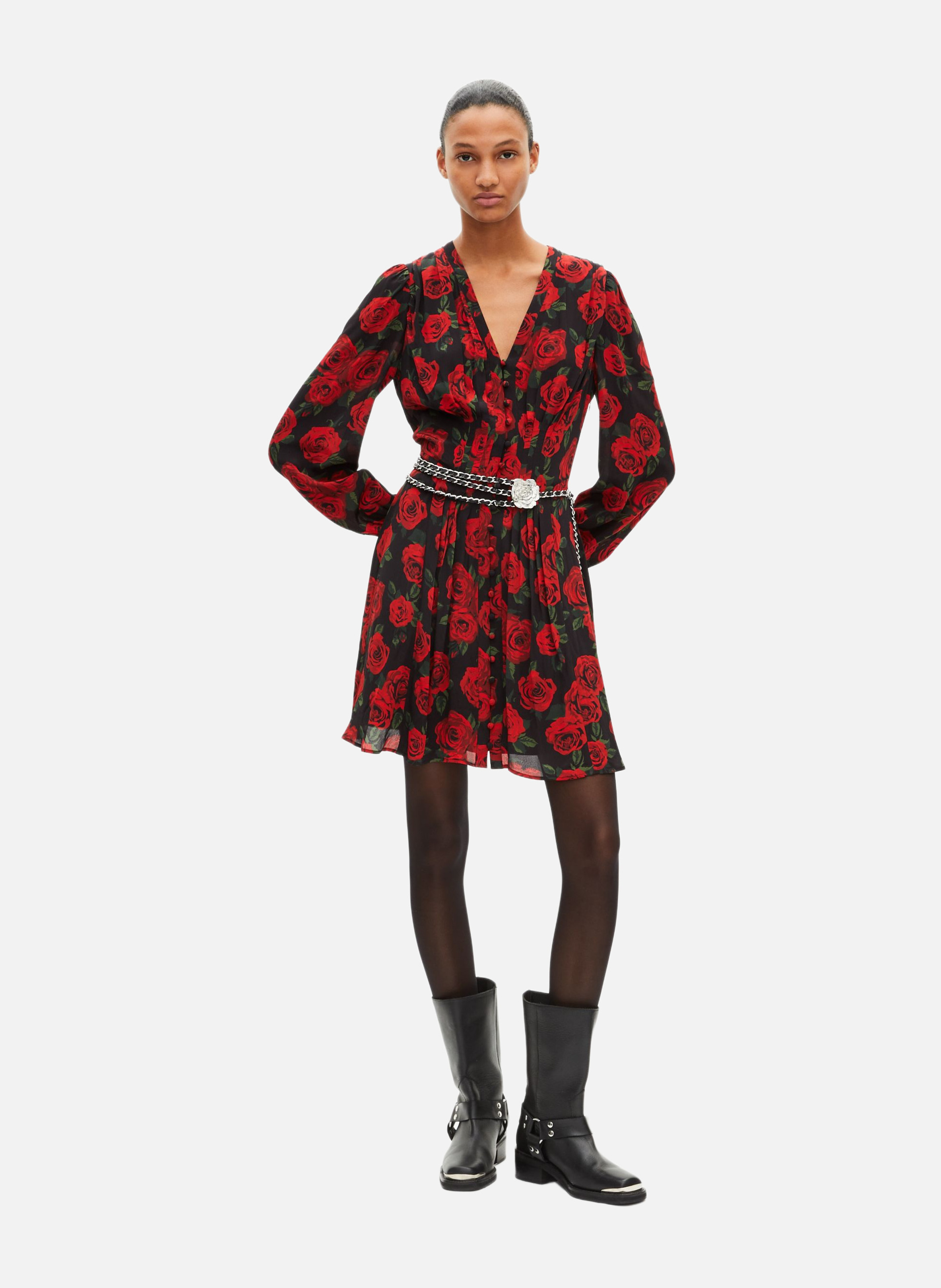 Short floral print dress THE KOOPLES Black