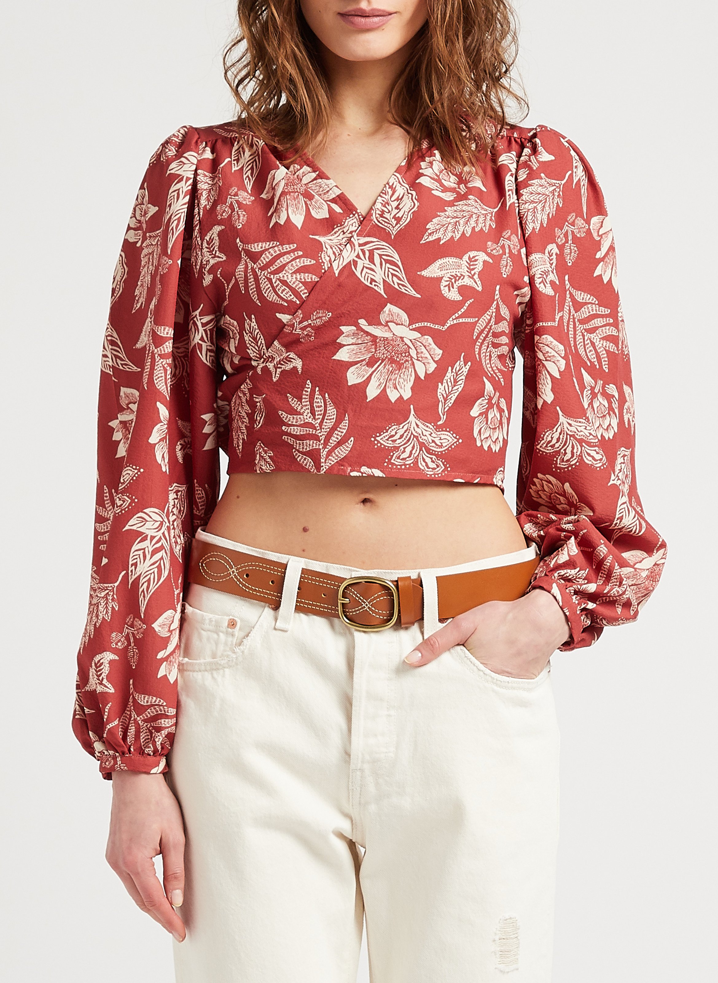 Top court cache coeur imprimé  THE NEW SOCIETY Rouge