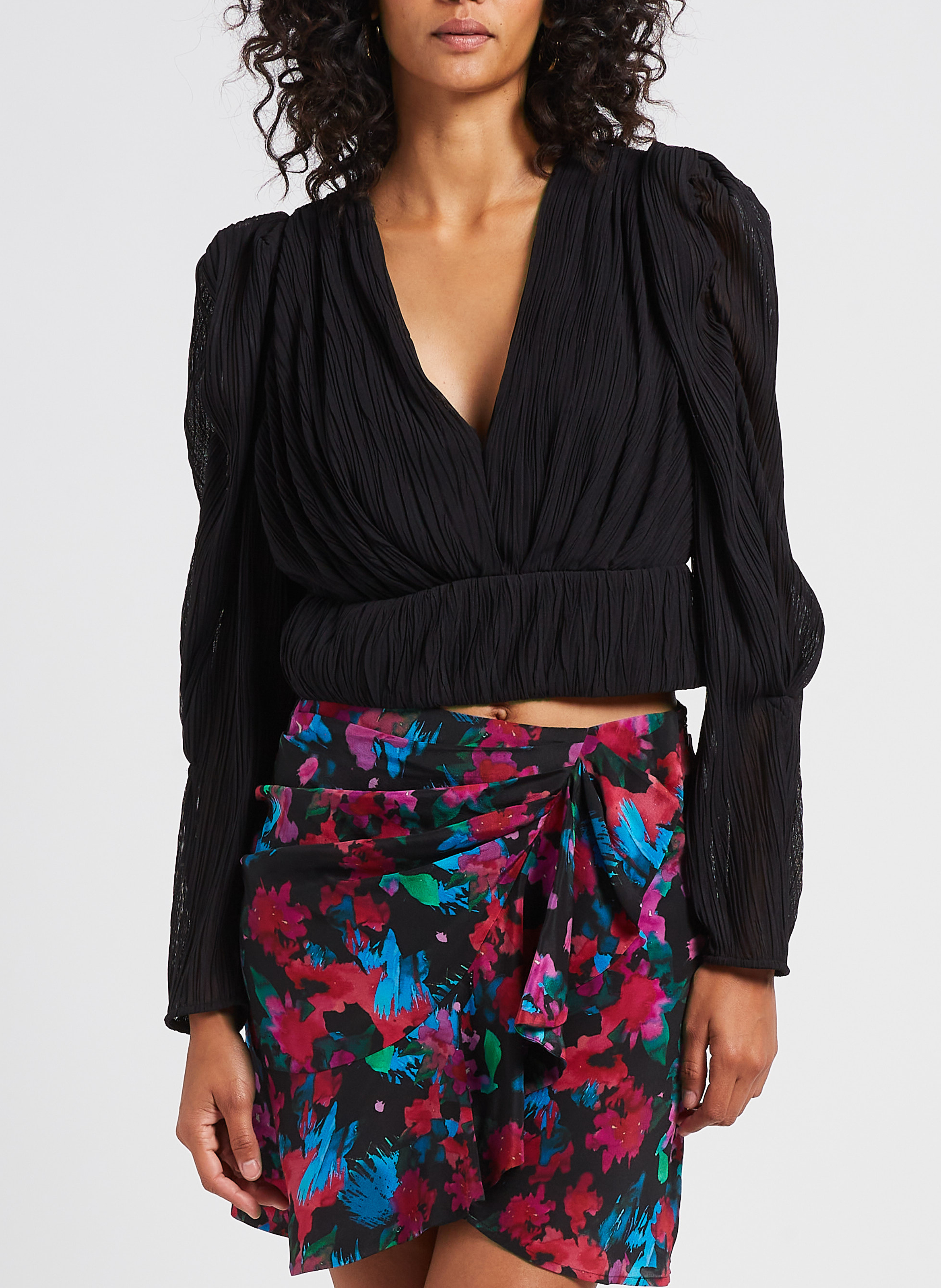 Top court col V plissé  IRO