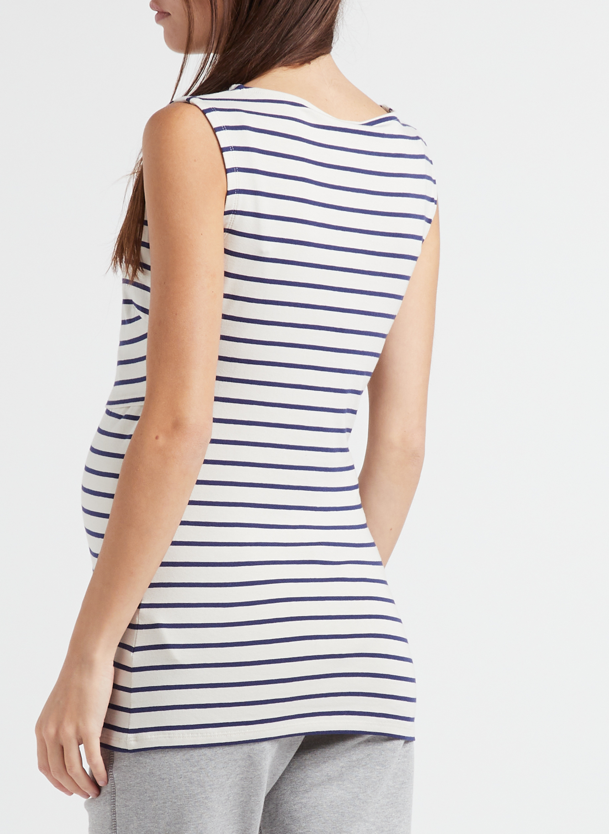 Canotta per allattare collo a barchetta a righe in cotone bio stretch BOOB Multicolore