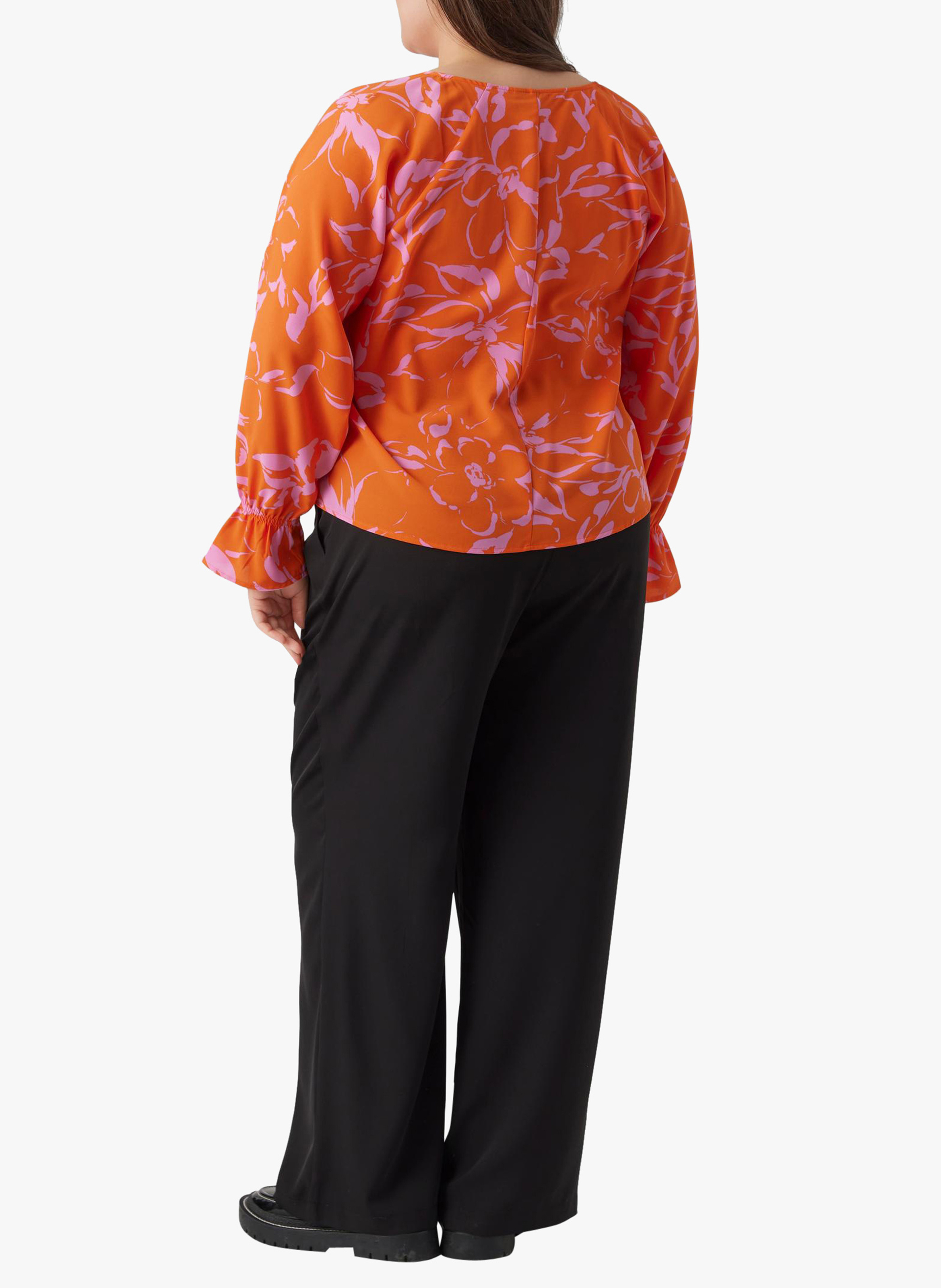 Blouse à col V imprimée VERO MODA CURVE Orange