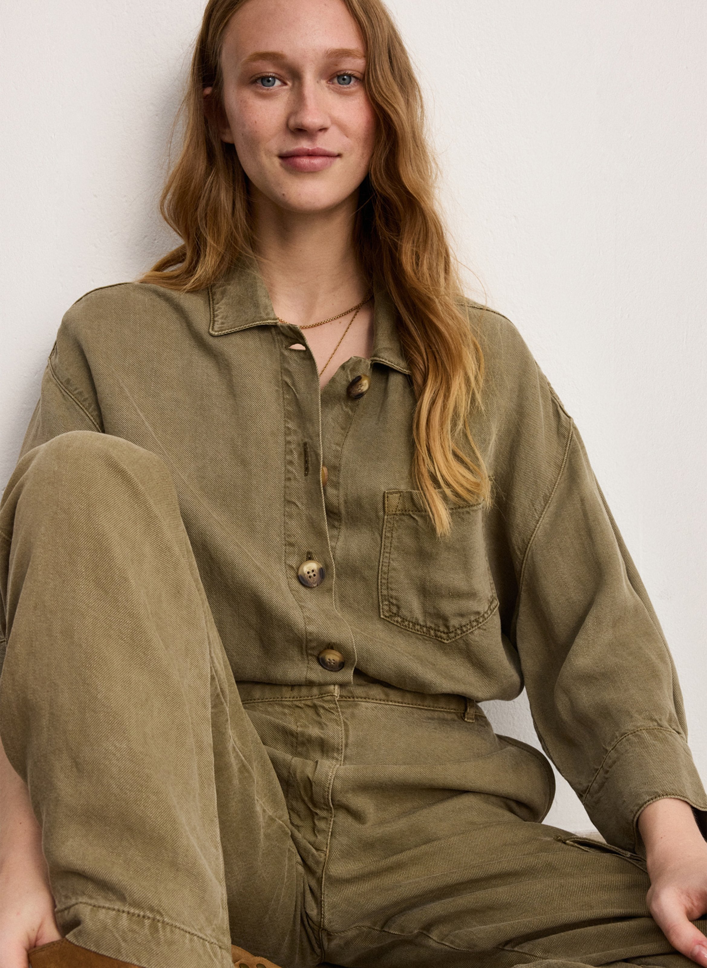Oversized Hemd mit klassischem Kragen PABLO Khaki