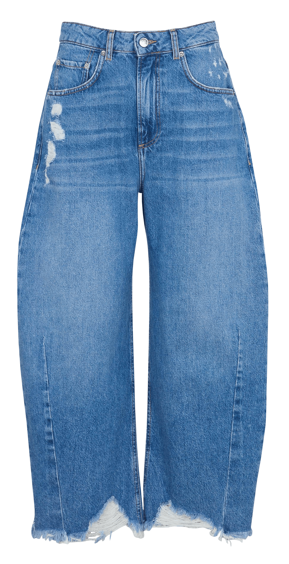 Jean large taille haute en coton mélangé BERENICE Bleu