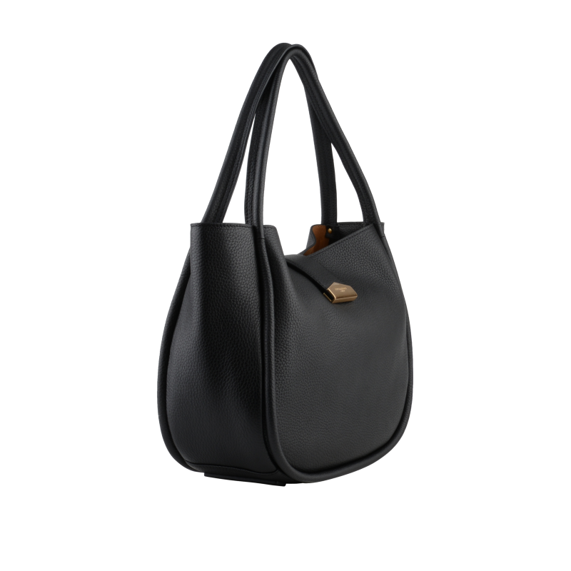 Sac porté épaule en cuir de vachette POURCHET Noir