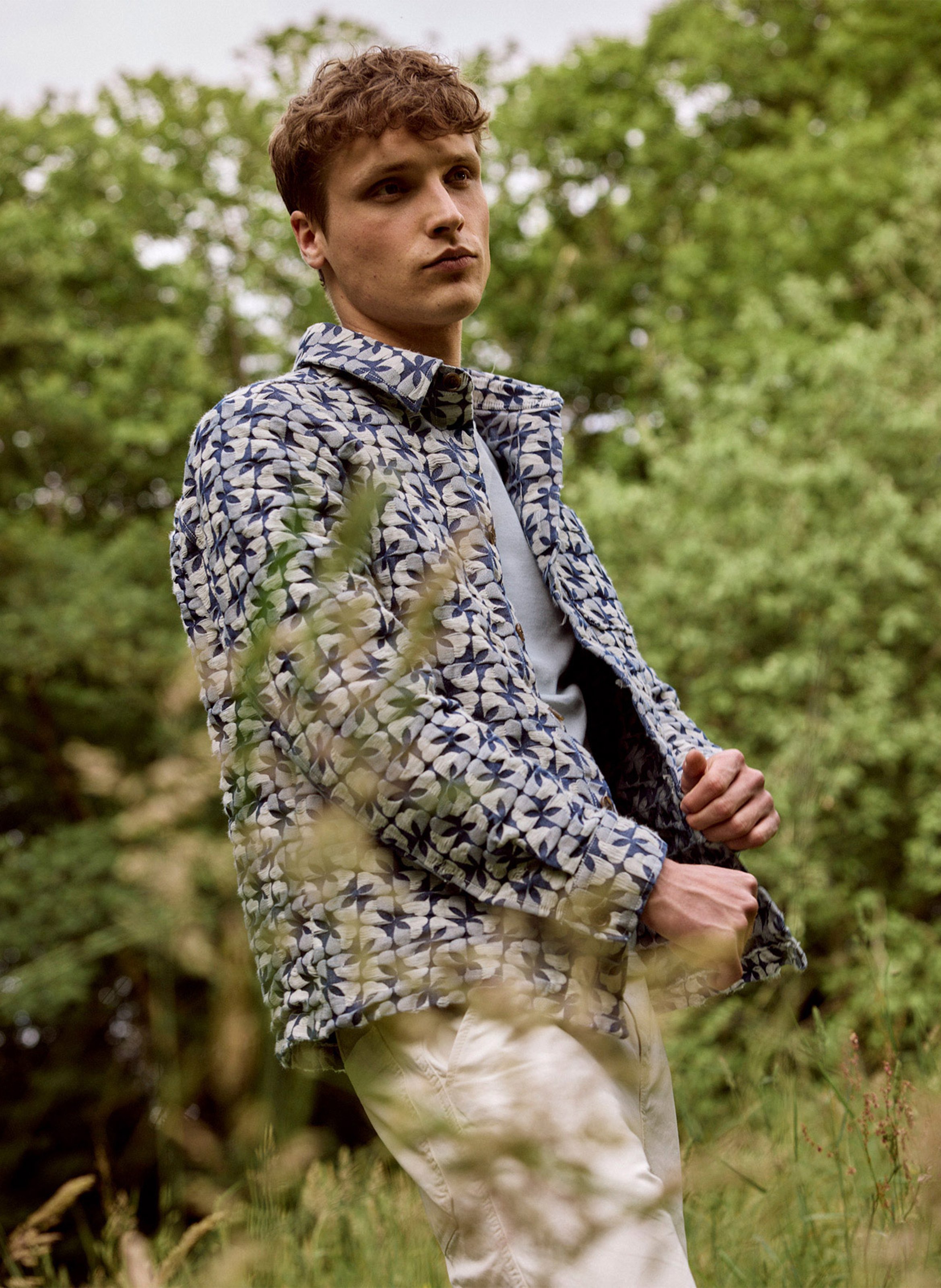 Oversized katoenen overhemd met print FAGUO Blauw