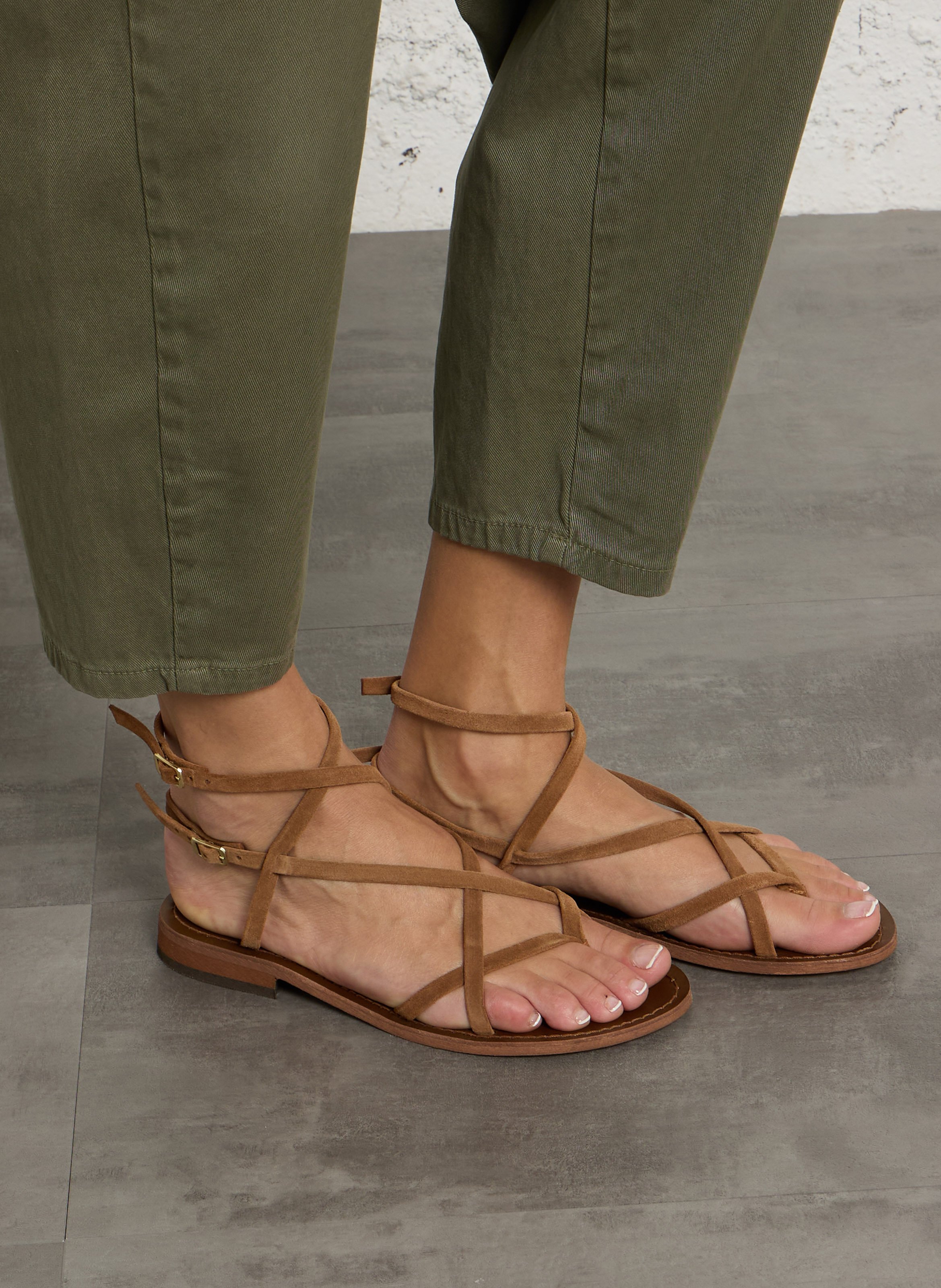 Sandales plates en cuir MELLOW YELLOW Marron