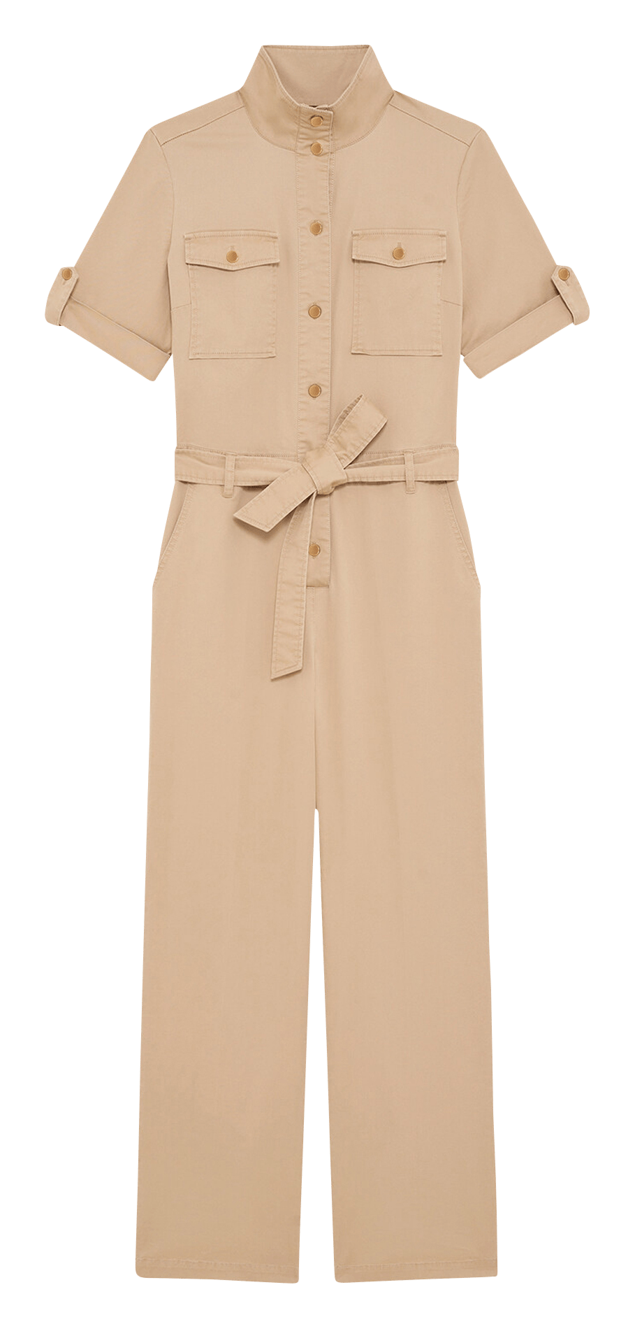 Combinaison large en coton mélangé CAROLL Beige