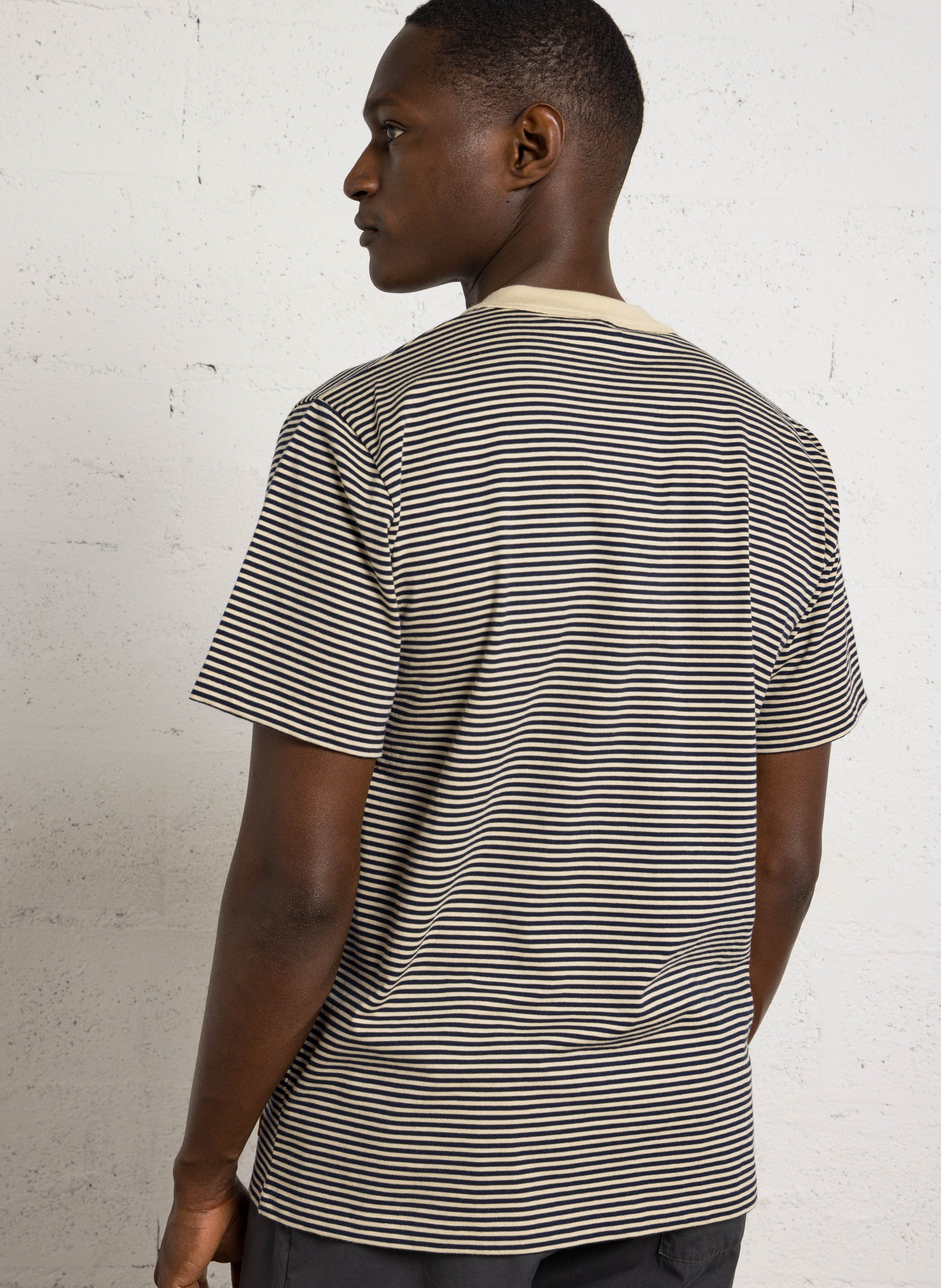 Gerade geschnittenes Rundhals-T-Shirt aus Baumwolle mit Streifen ARMOR LUX Beige