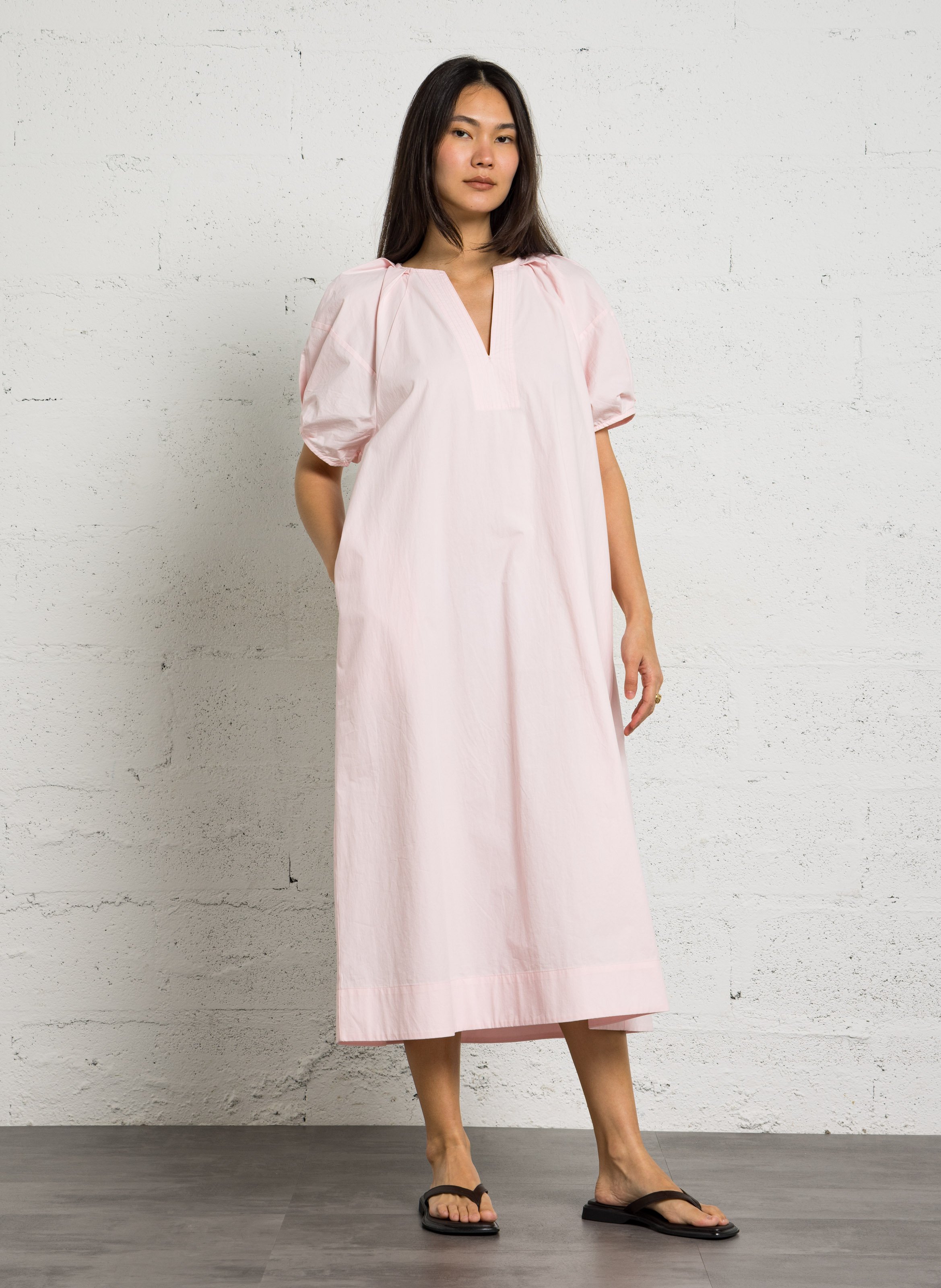 Midi cotton dress with Tunisian collar JC SOPHIE Pink