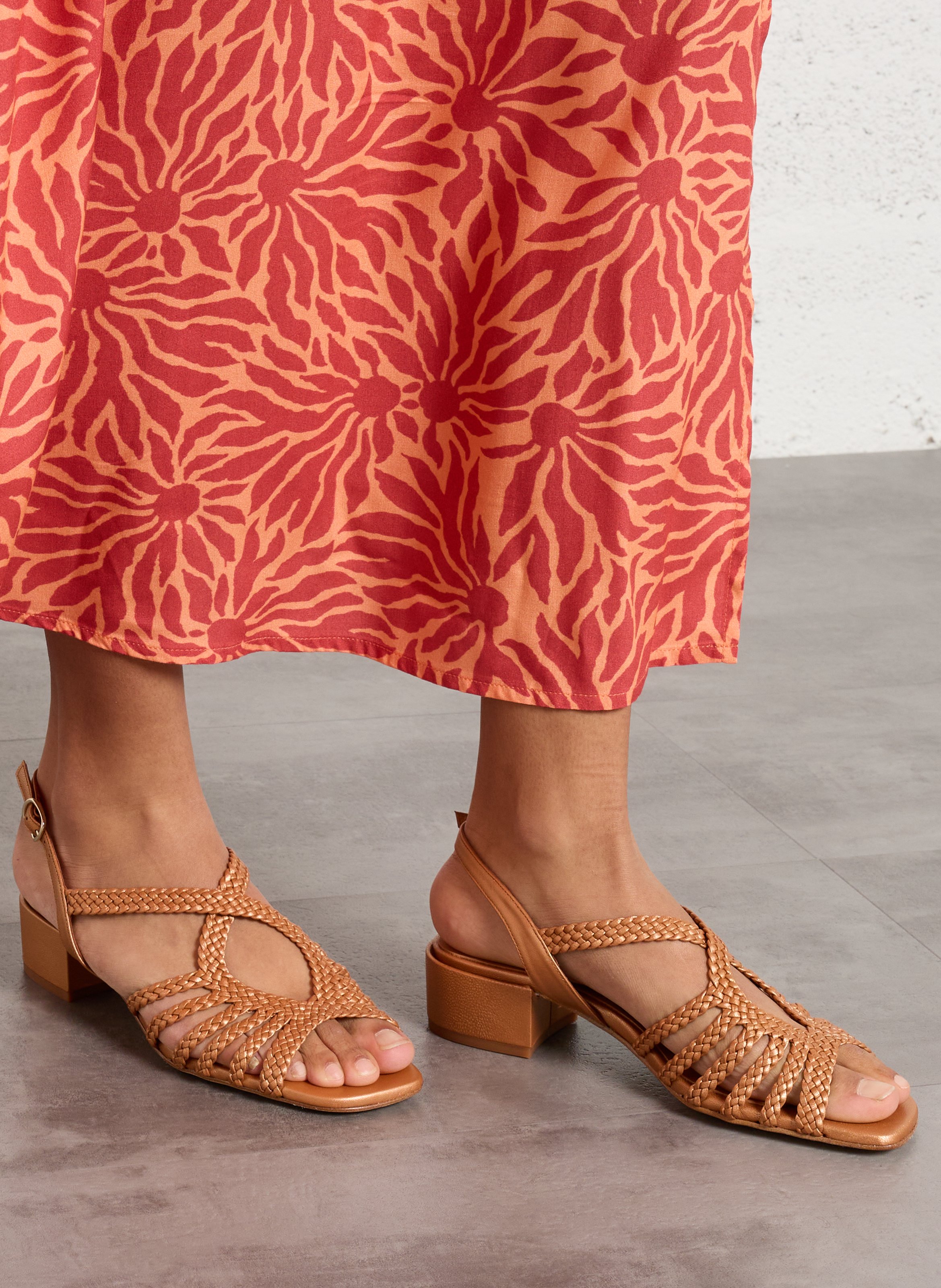 Sandales à talons en cuir NAGUISA Marron