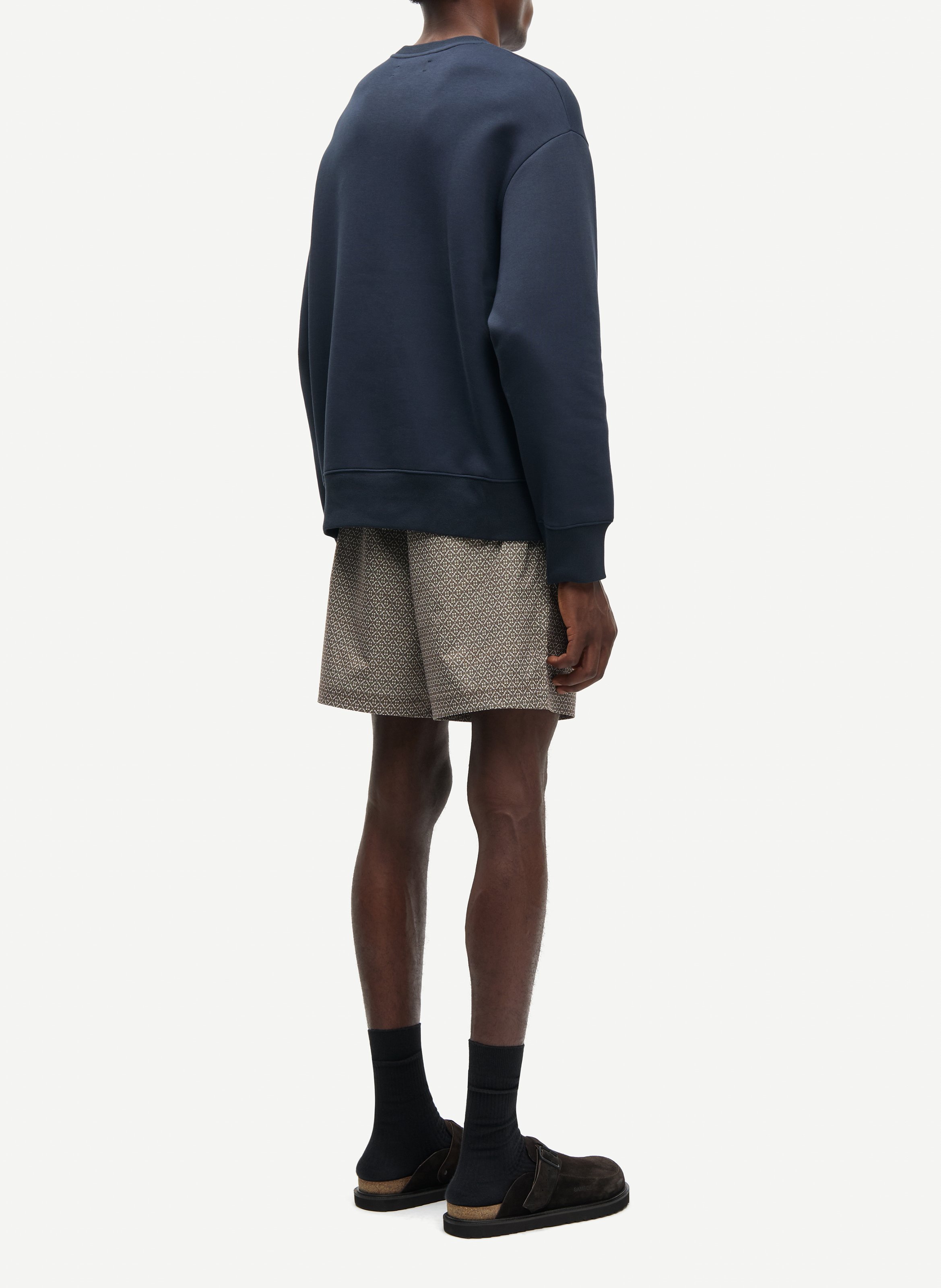 Oversized organic cotton-blend sweatshirt with round neck SAMSOE SAMSOE Blue