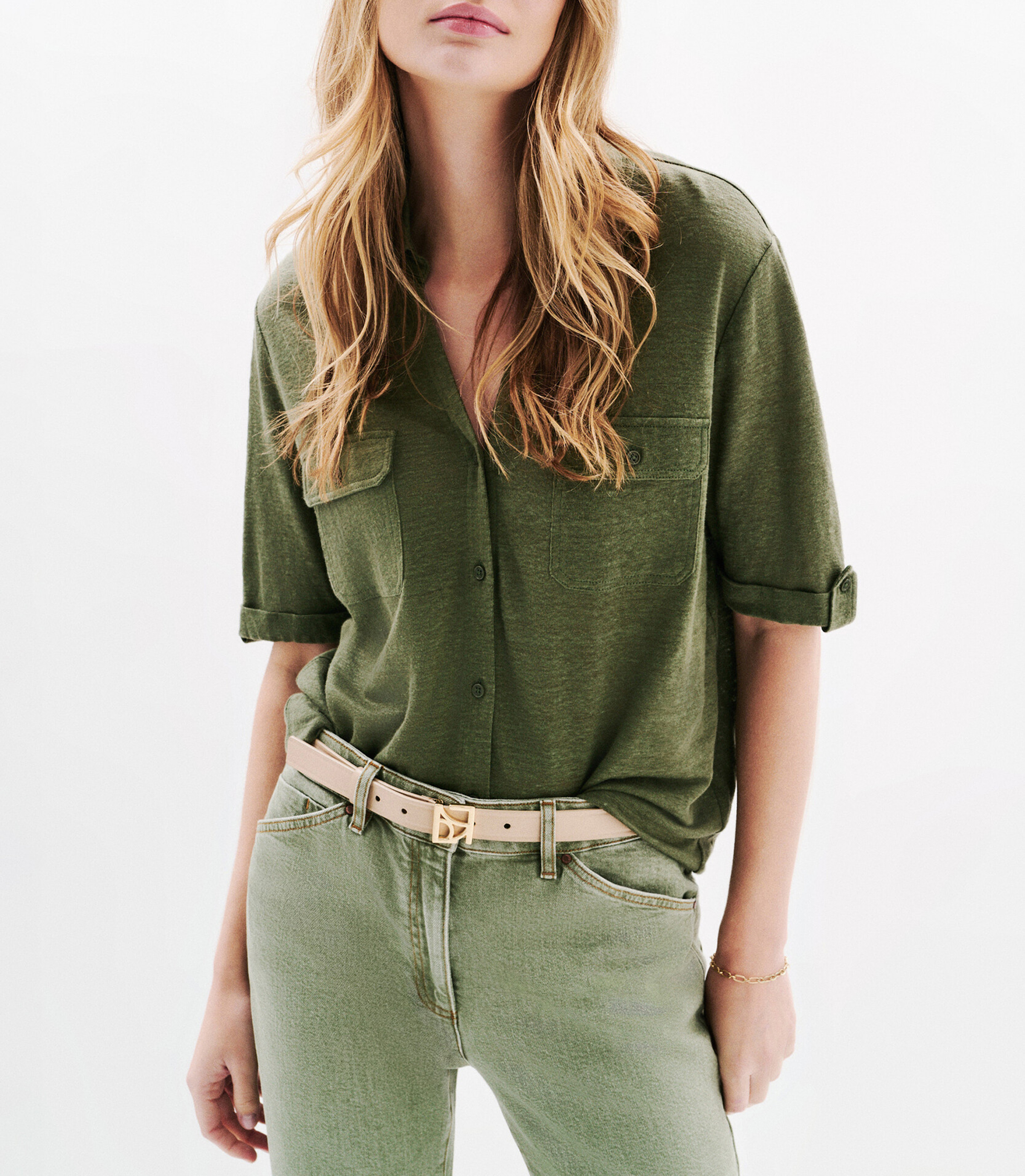 Blouse col classique CAROLL Vert