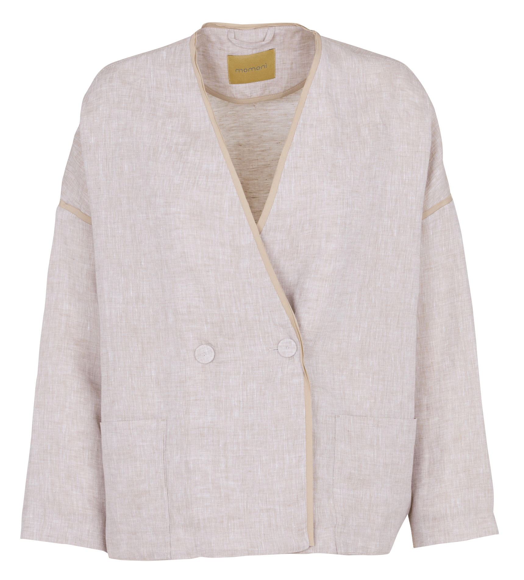Oversized V-neck linen jacket MOMONI Beige