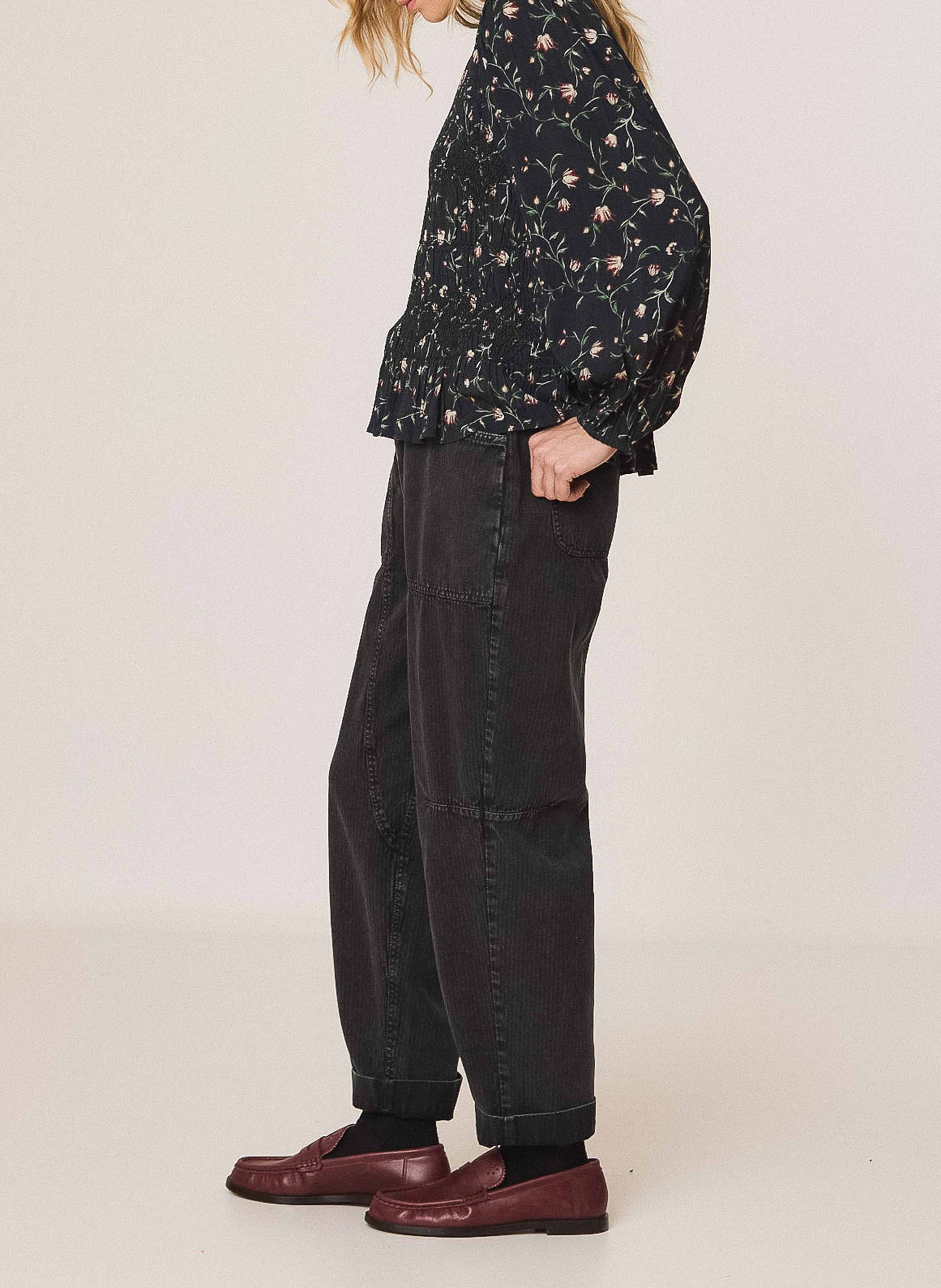 Weites Rundhals-Top mit Print INDI & COLD Blau