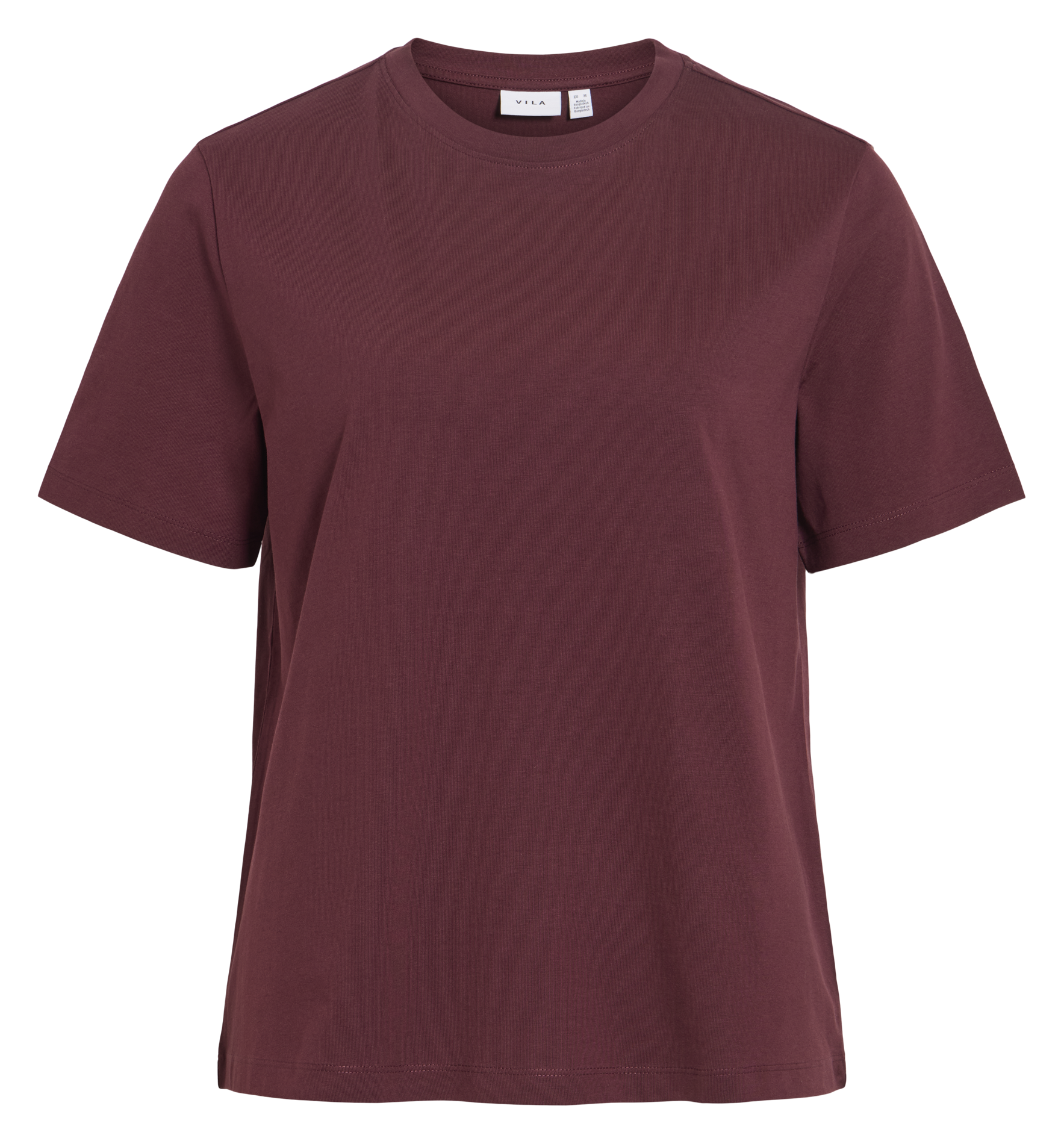Tee-shirt droit col rond en coton bio imprimé VILA Marron