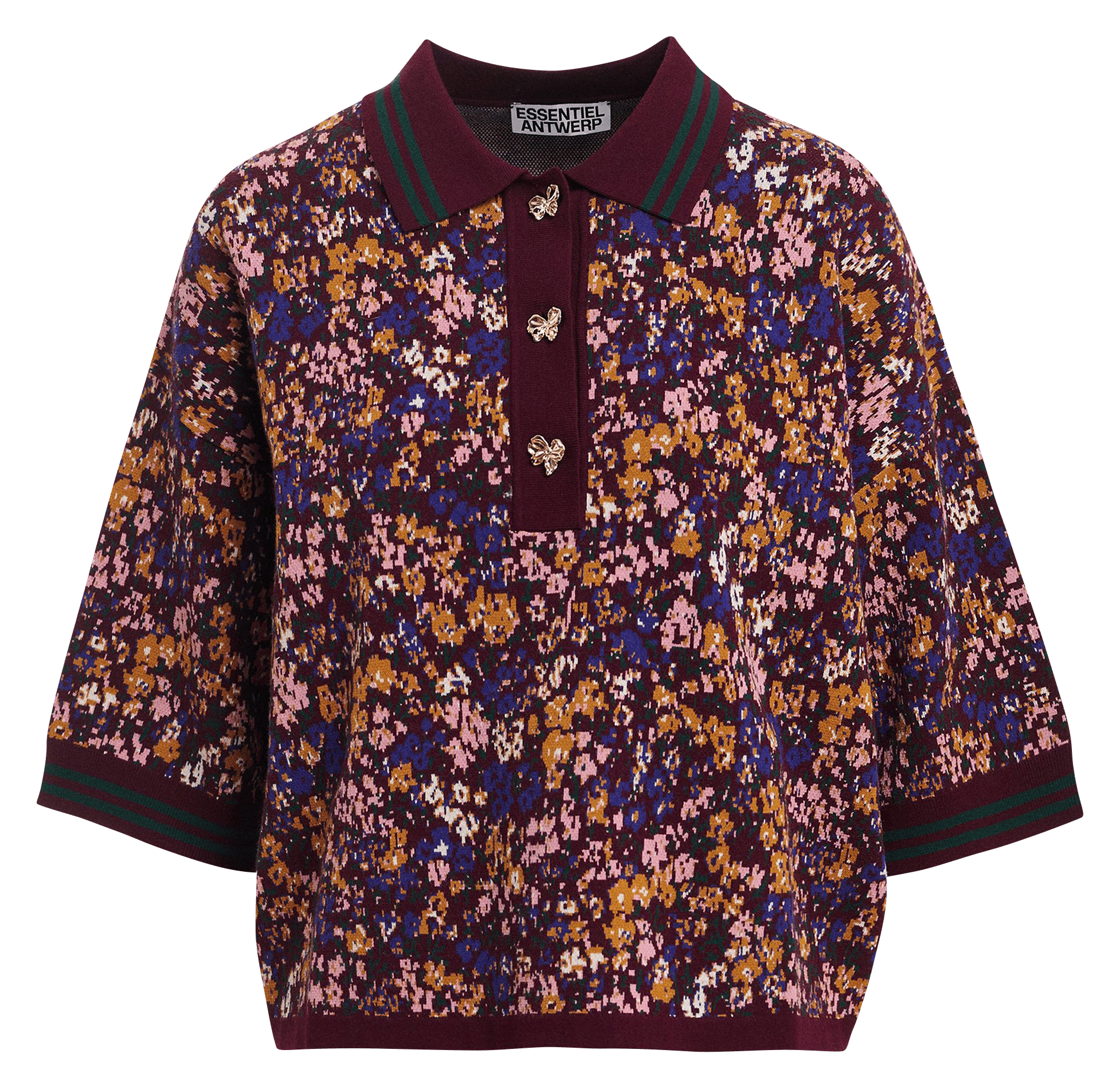 Gerader Polo mit Blumendruck ESSENTIEL ANTWERP Mehrfarbig