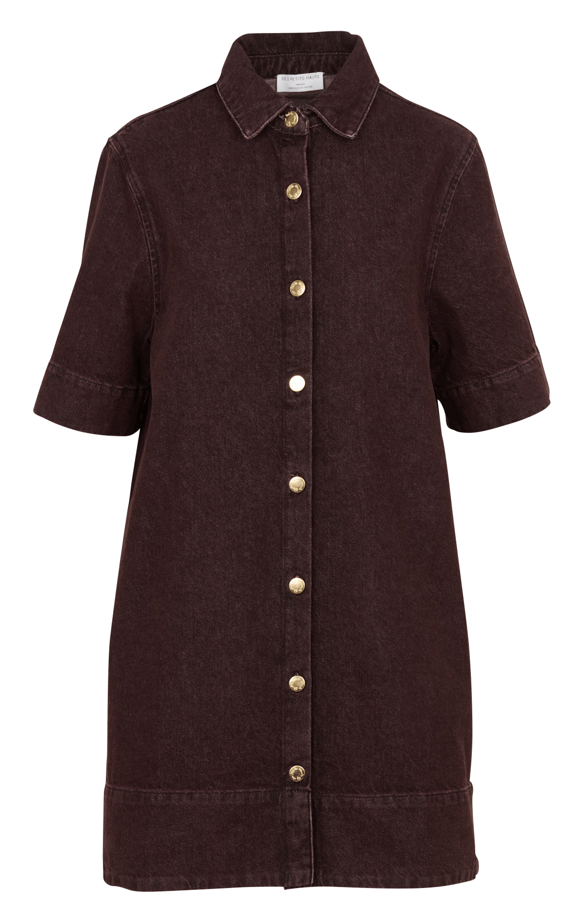 Robe courte évasée en jean DES PETITS HAUTS Marron