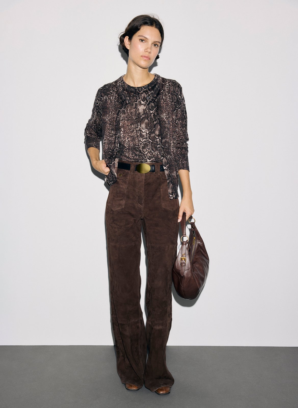 Wollen vest met pythonprint GERARD DAREL Bruin