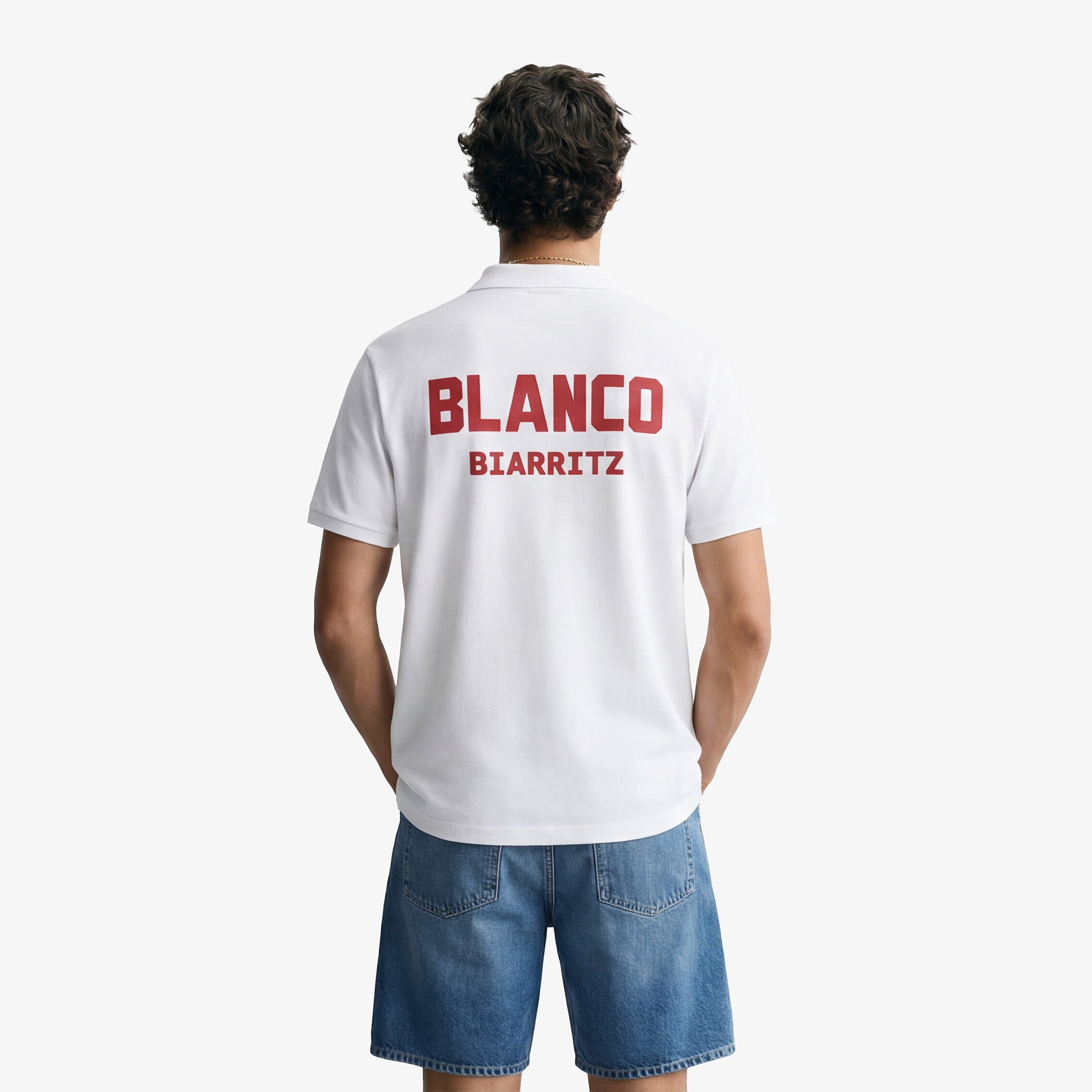 Short-sleeved cotton piqué knit polo SERGE BLANCO White