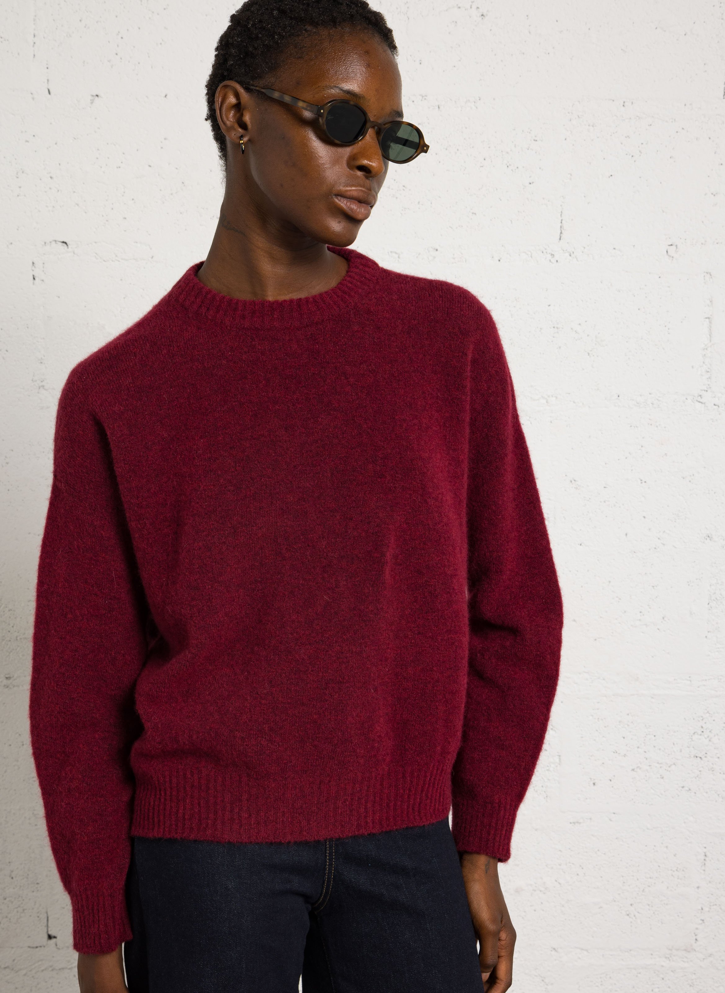 Loose-fit alpaca-blend round-neck sweater MAX MARA WEEK END Plums