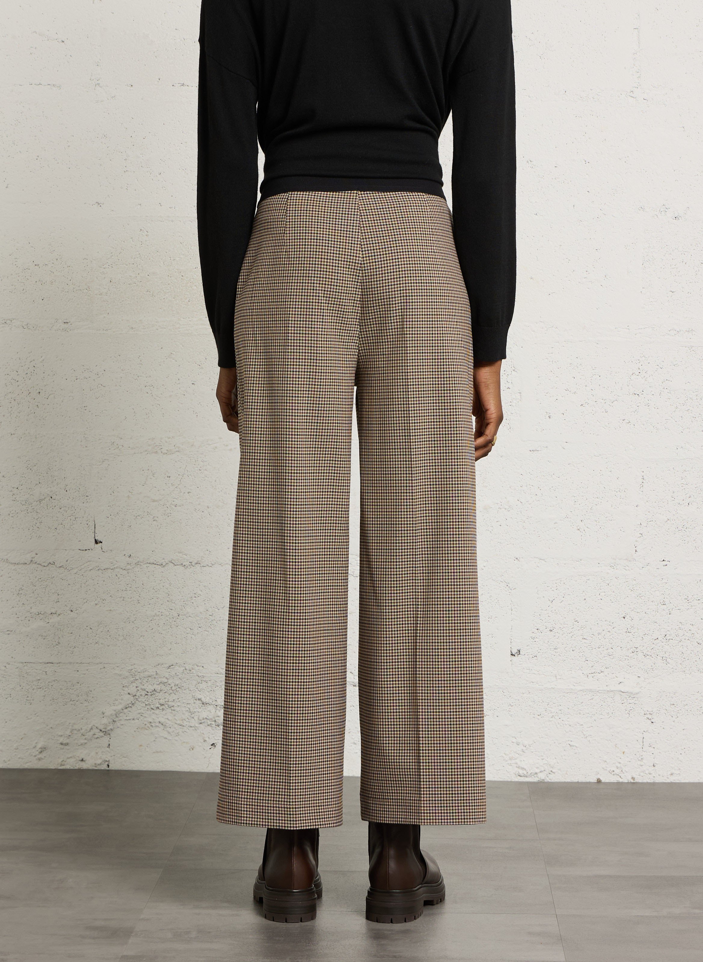 Wide-leg houndstooth printed trousers IMPERIAL Beige