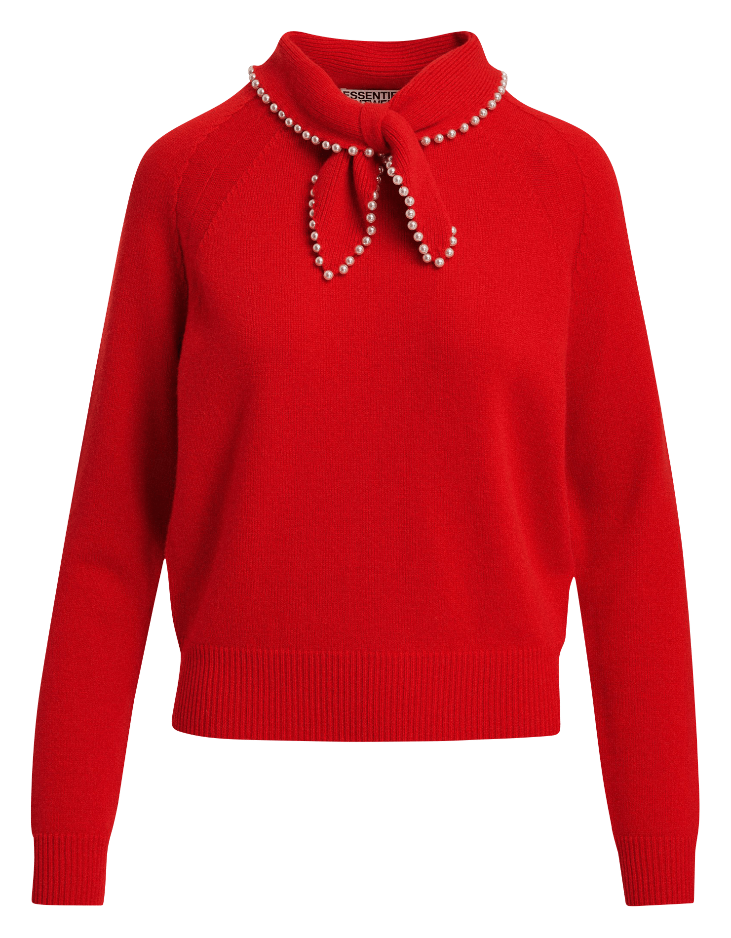 Straight-fit wool and cashmere pussy-bow collar sweater ESSENTIEL ANTWERP Red