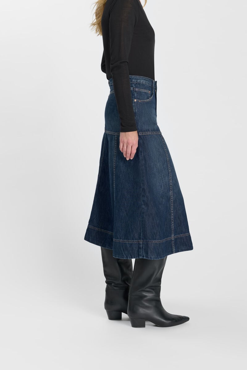 Flared, skater denim skirt LE TEMPS DES CERISES Blue
