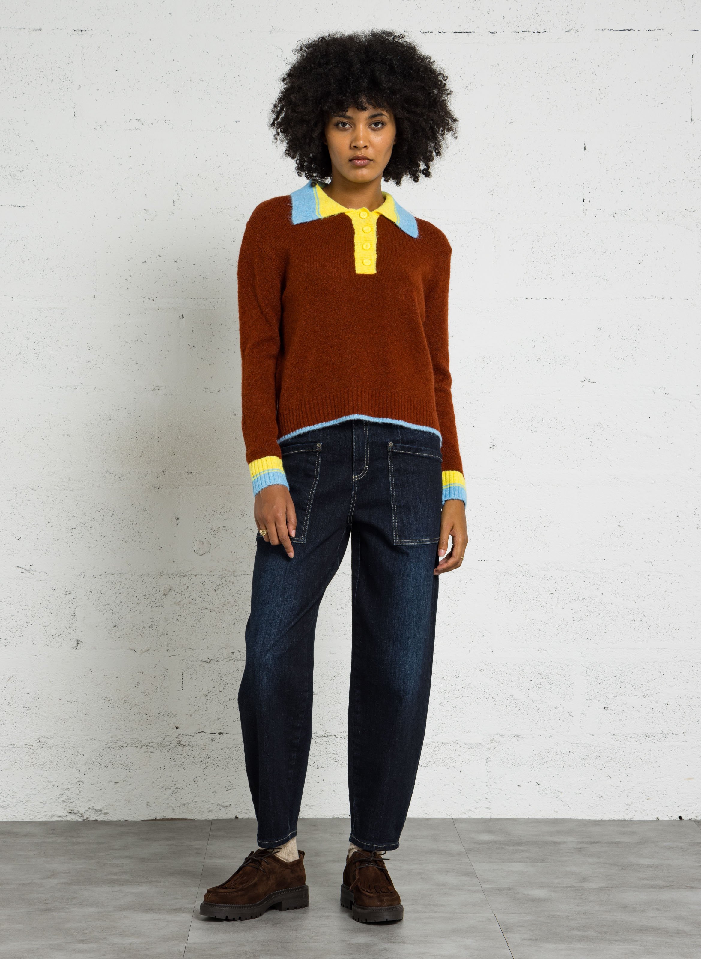 Pull droit col classique DR BLOOM Multicolore