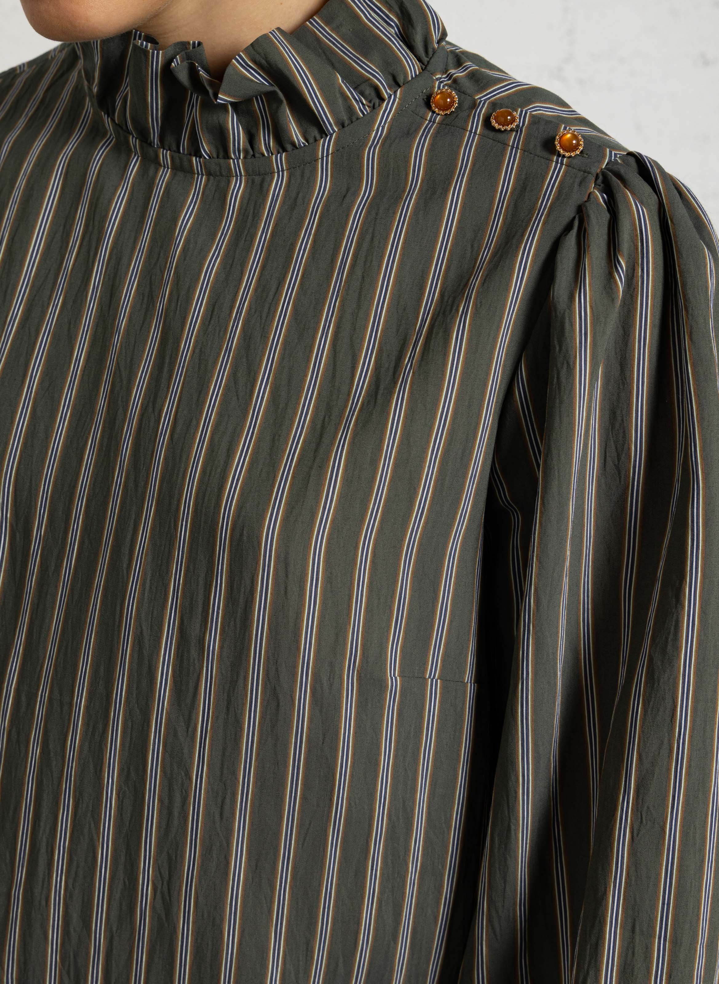 Gestreepte blouse met lange mouwen MAISON 123 Kaki