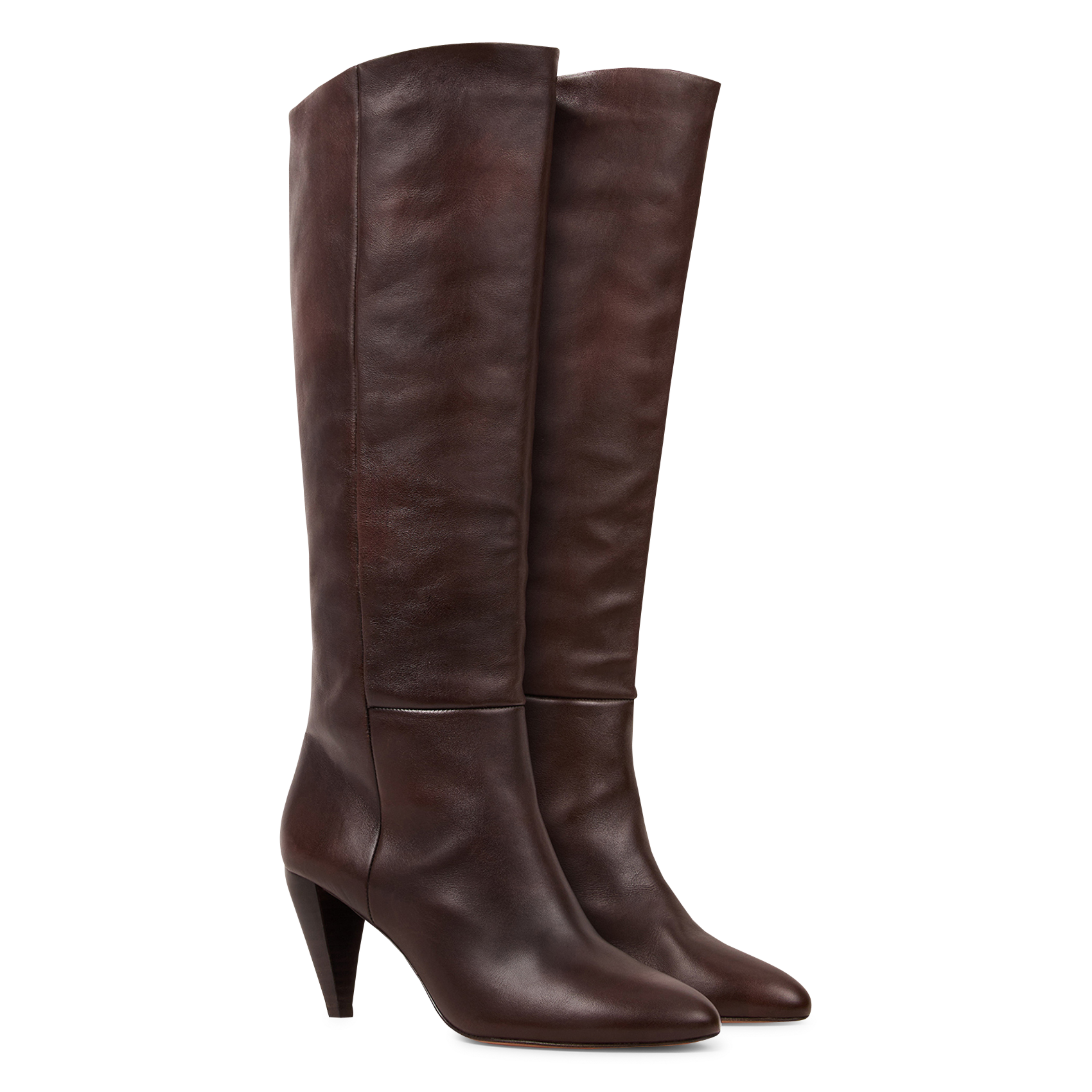 Lederstiefel mit Absatz BA&SH Braun