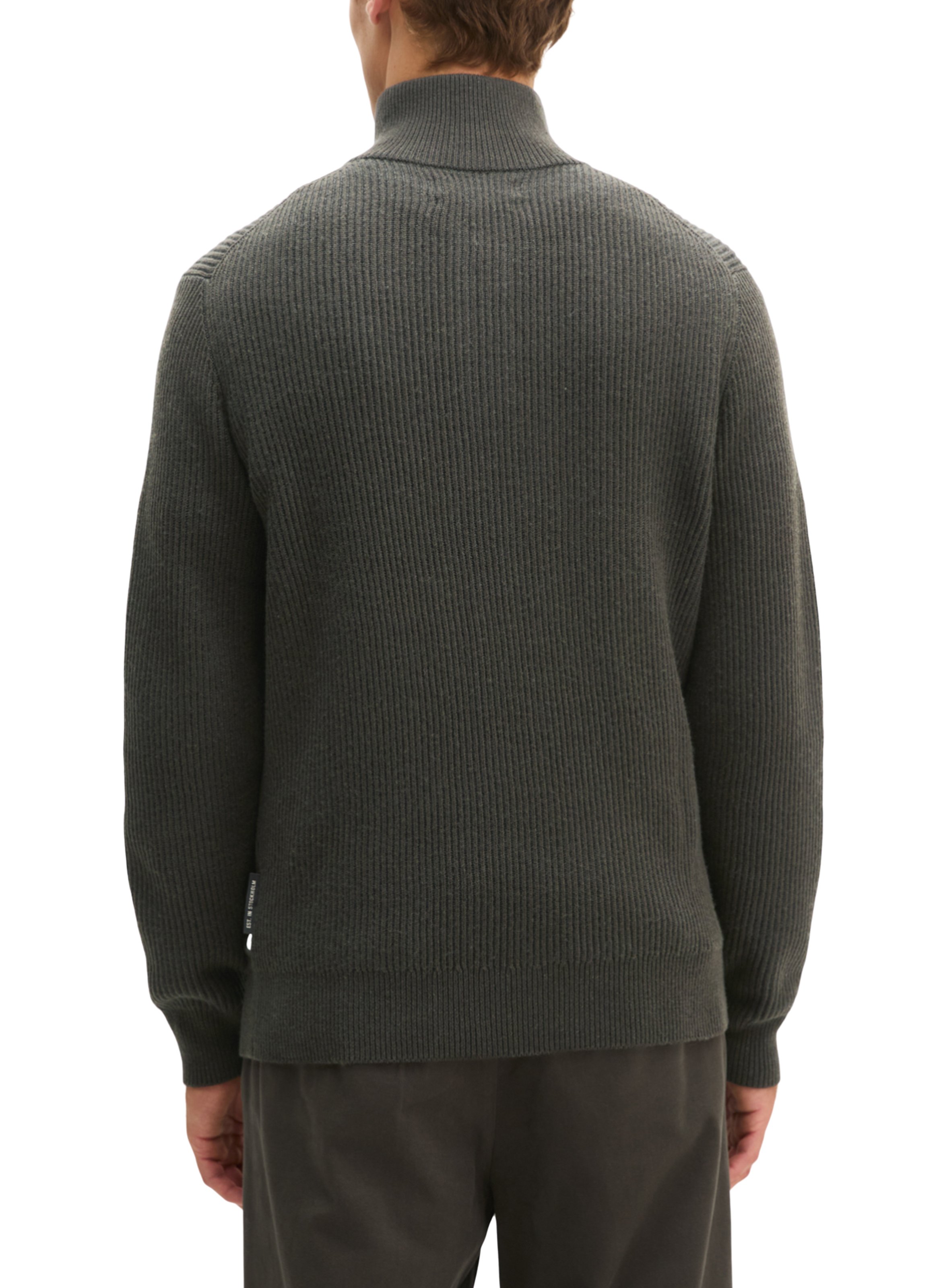 Cotton-blend zip-neck sweater MARC O'POLO Brown