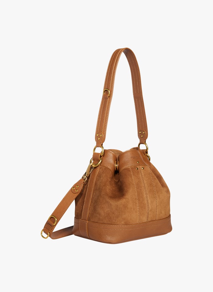 Tan suede shop bucket bag