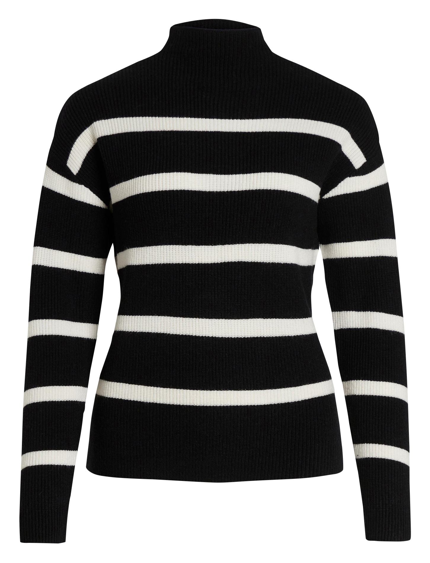 Pull col montant à rayures  EVOKED Noir