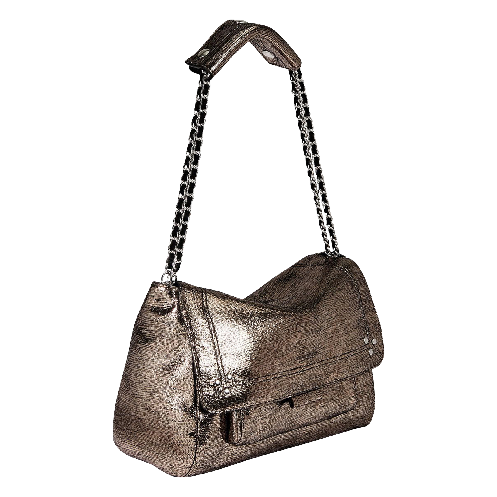 Leather messenger bag JEROME DREYFUSS Silver