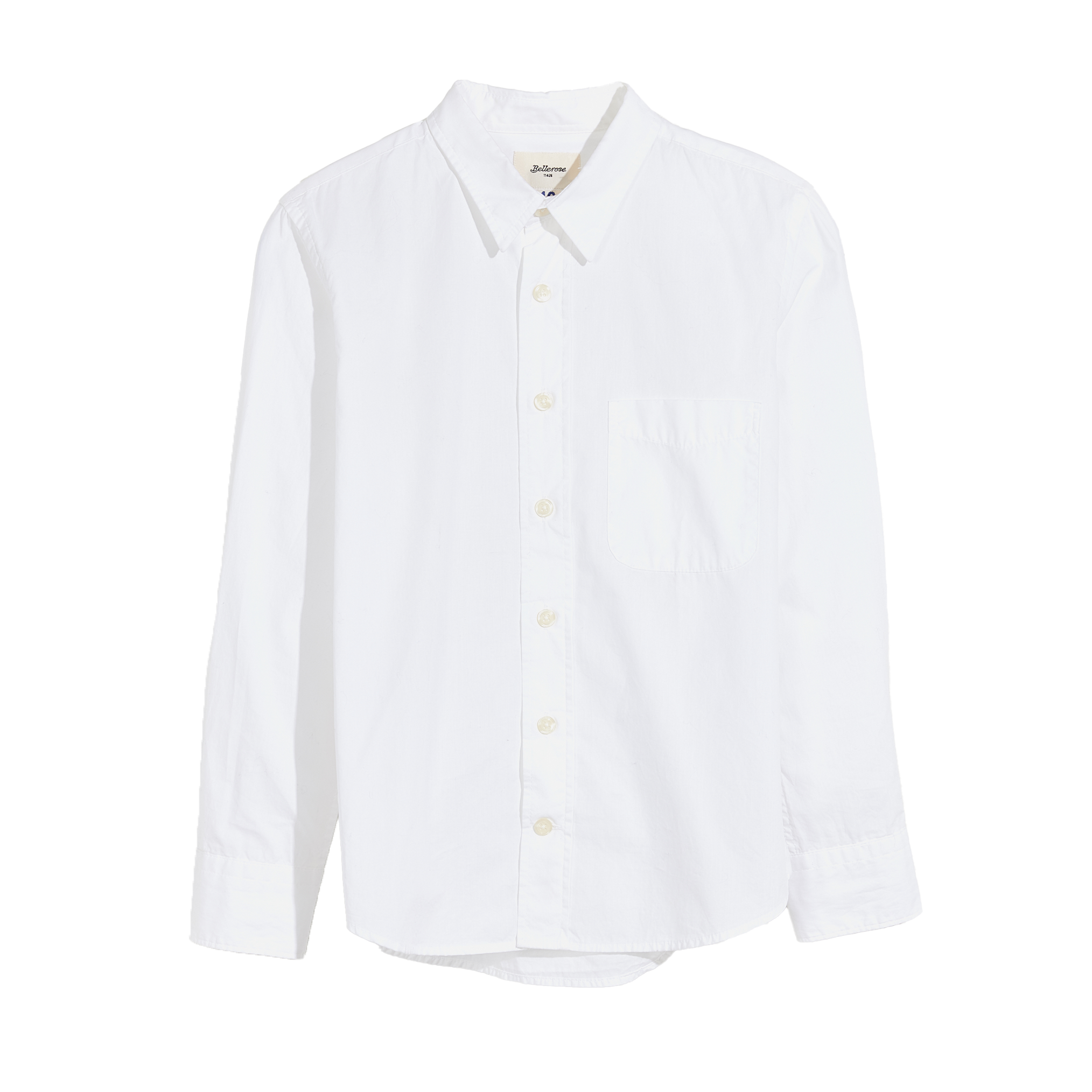 Straight-cut organic cotton shirt with classic collar BELLEROSE White